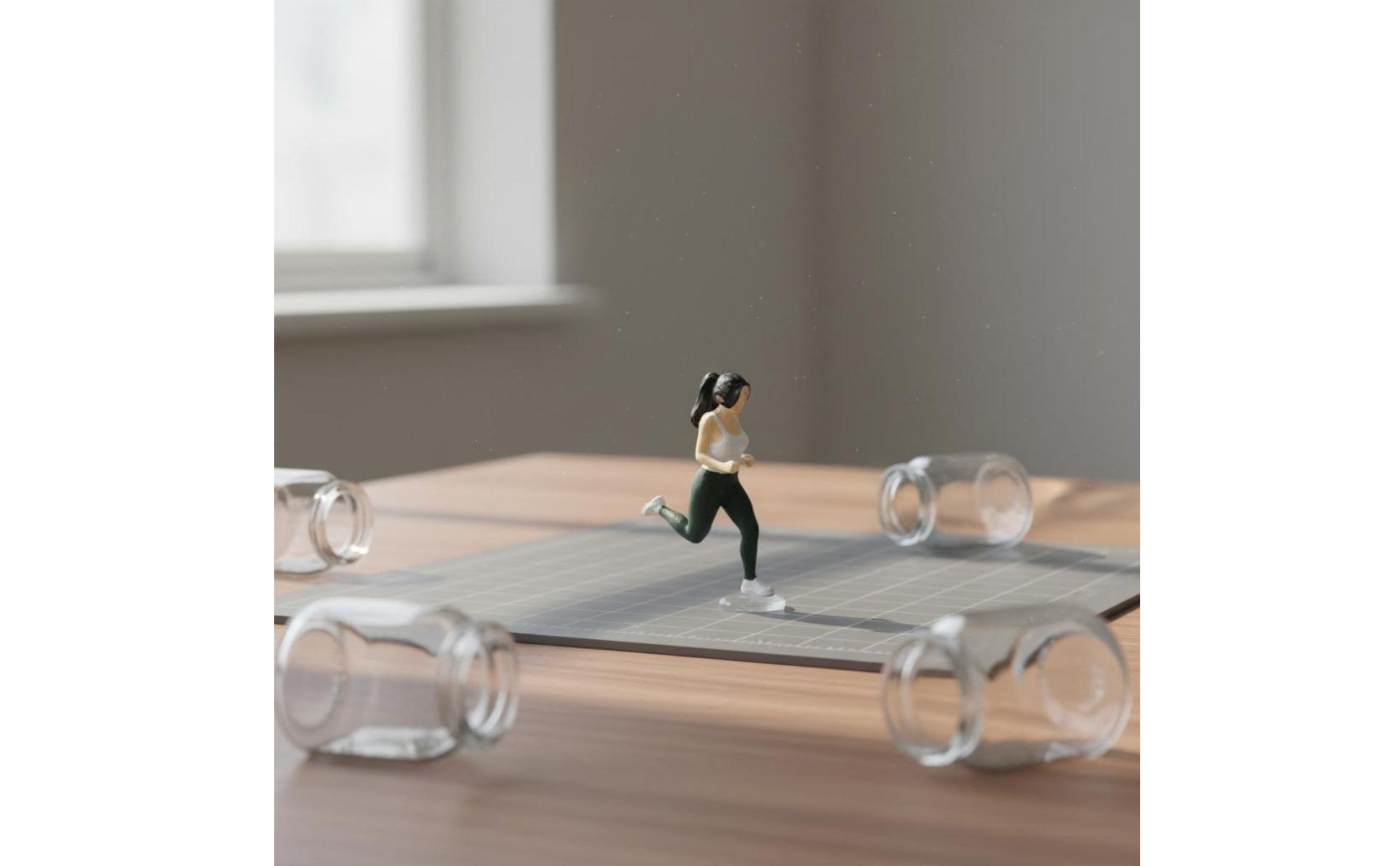 Miniature Running Woman Statue Painted Running Woman Miniature Resin