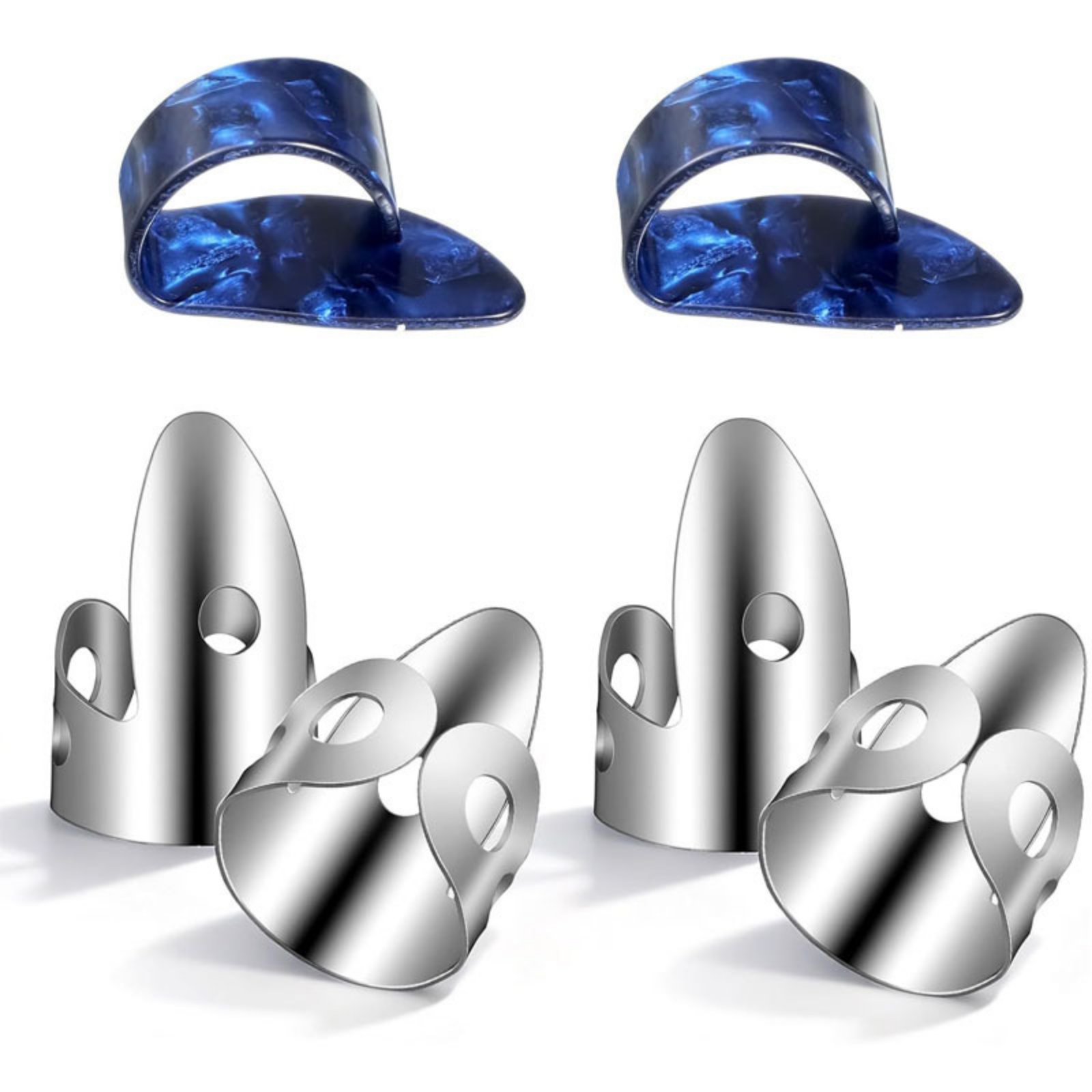 6 Pieces Metal Finger and Thumb Picks Banjo Finger Picks Comfortable Thumb Pick for Playing