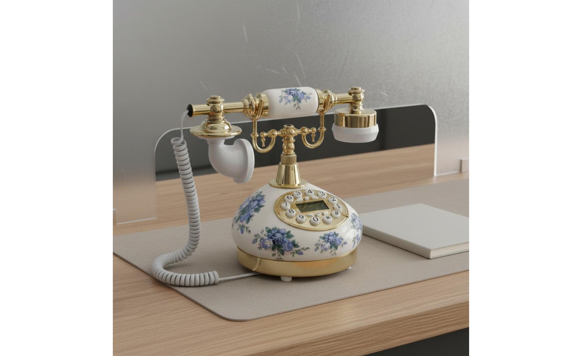 Téléphone Rétro En Céramique Décoratif Téléphone Fixe Rétro Apparence Luxe