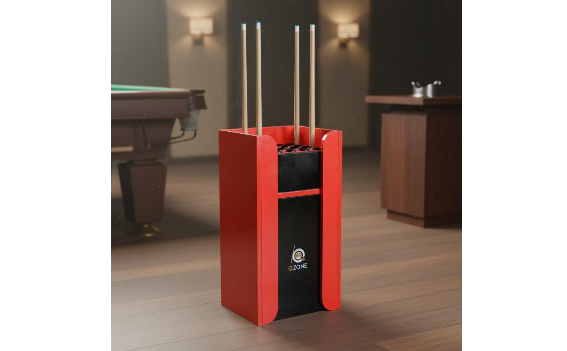 Floor Standing Pool Stick Holder High End Billiard Cue Stand Red