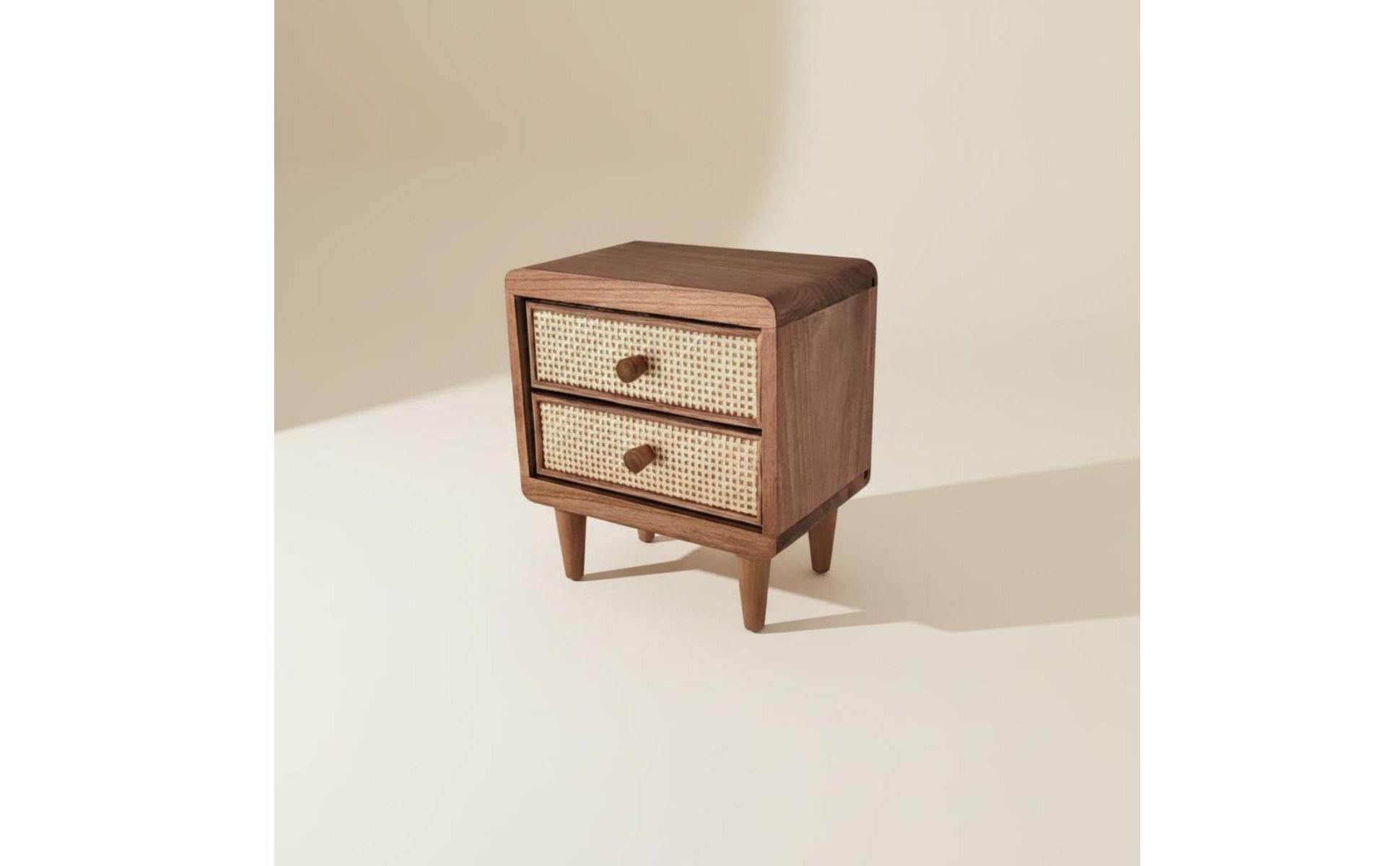 Wooden Rattan Drawer Box Handwoven Cane Front Vintage Wooden Storage Chest