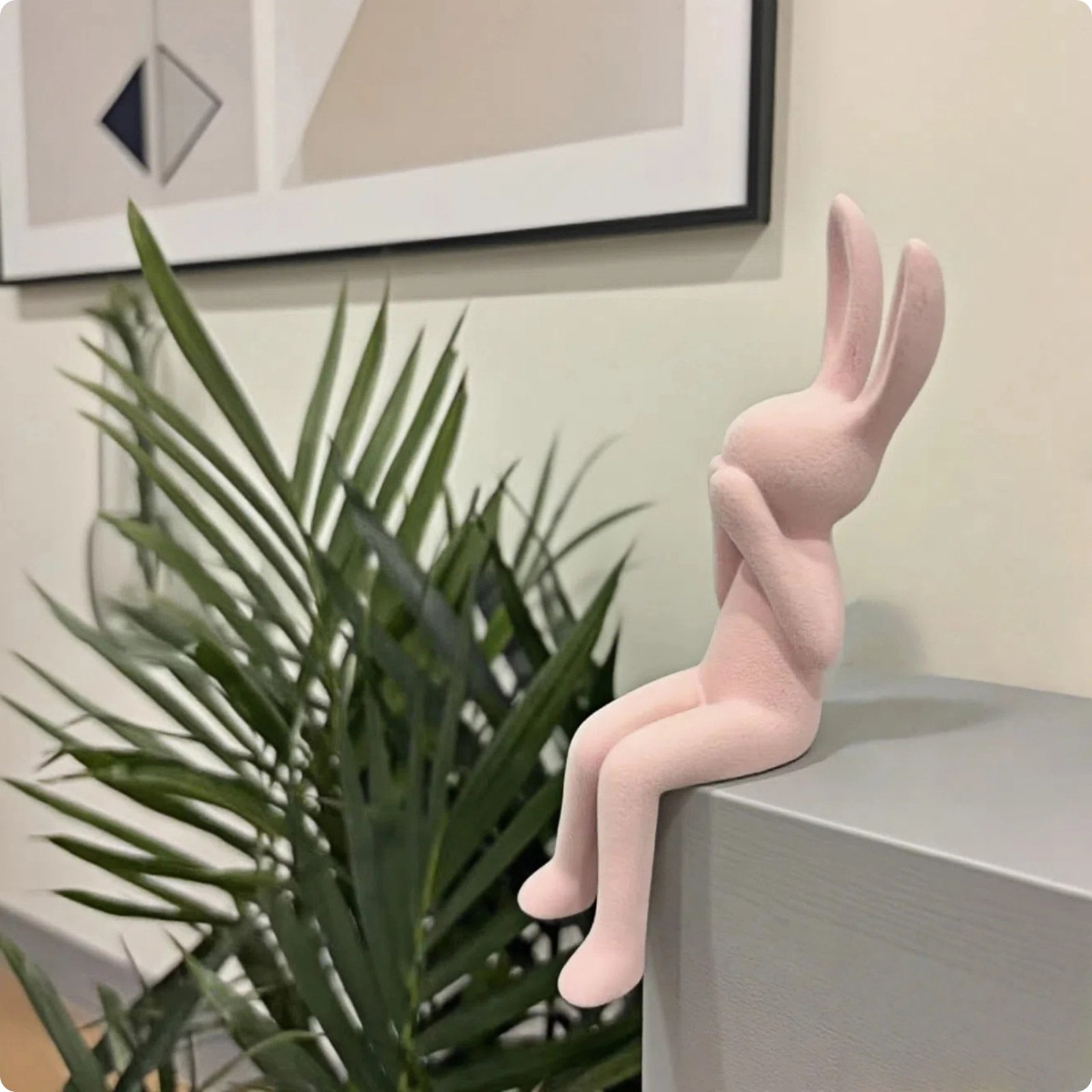 3 Stück Harzfigur Hase Pastellfarben Hasenstatuette Reizend für Wohnzimmer