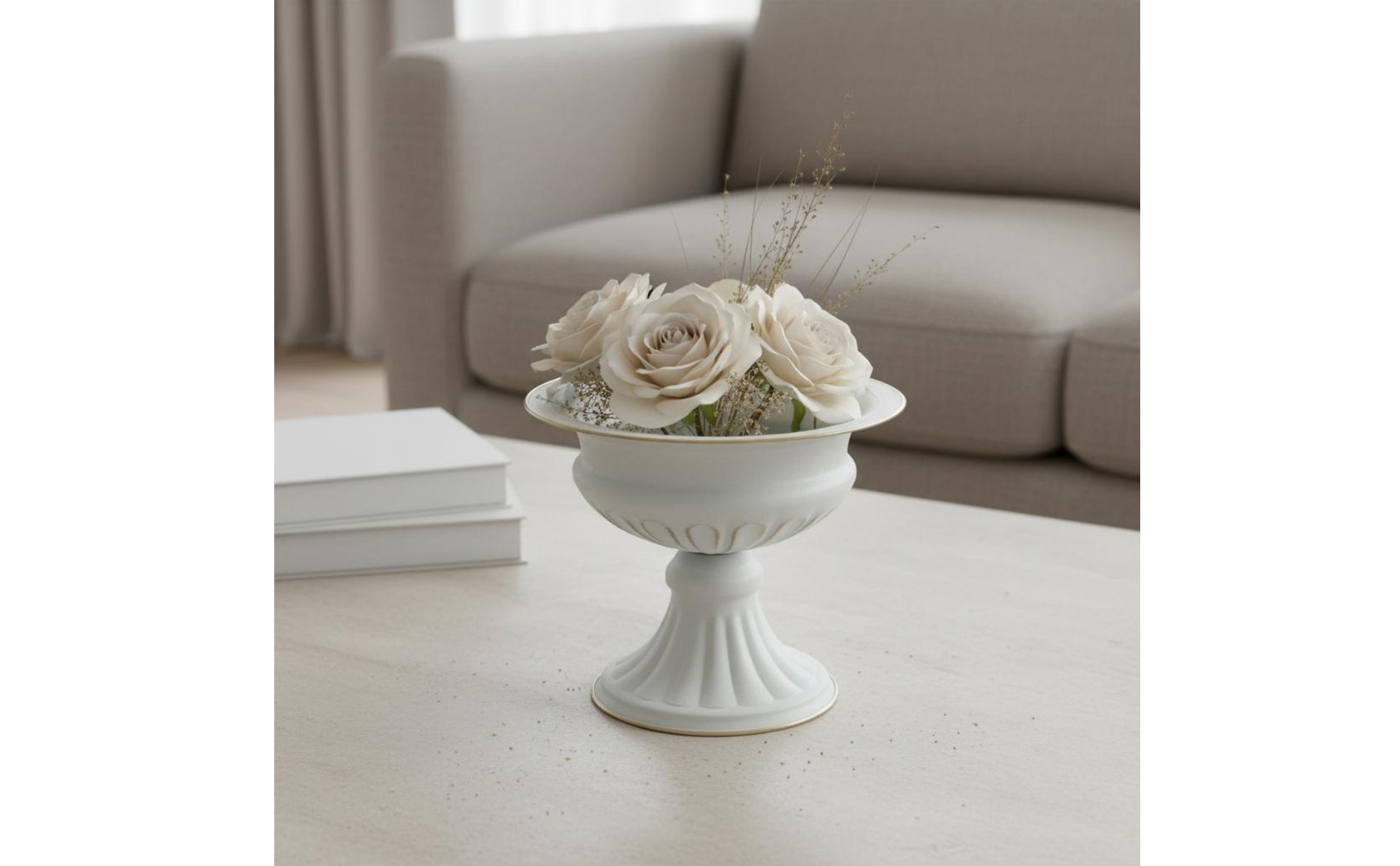 Gold Pedestal Vase Decorative Gold Metal Vase Stable Base for Bar, Dining Table