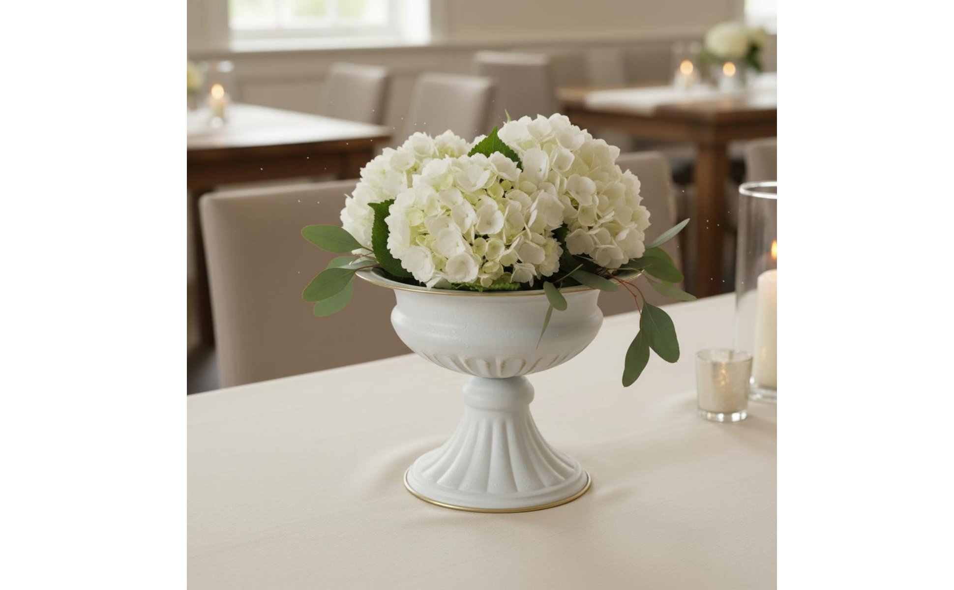 Gold Pedestal Vase Decorative Gold Metal Vase Stable Base for Bar, Dining Table