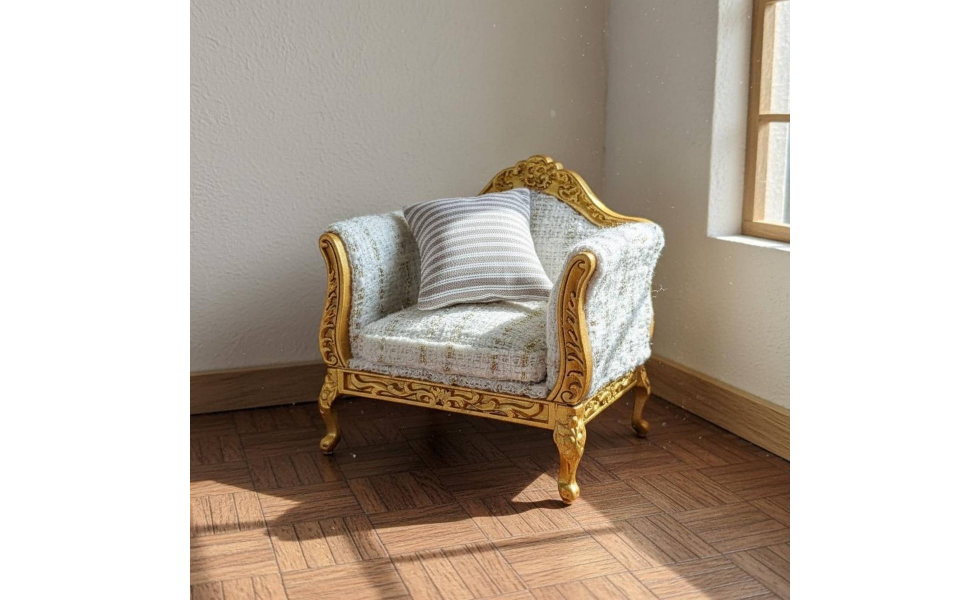1:12 Scale Sofa Textile Upholstery Miniature Living Room Sofa Hand Sewn