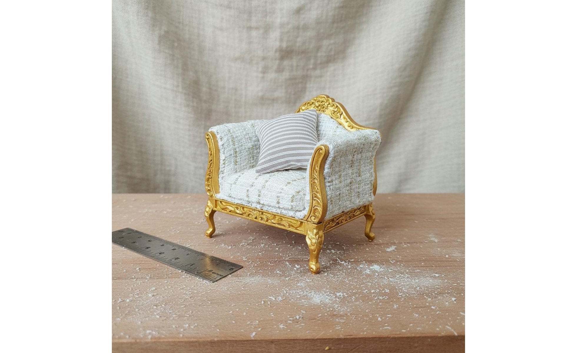 1:12 Scale Sofa Textile Upholstery Miniature Living Room Sofa Hand Sewn
