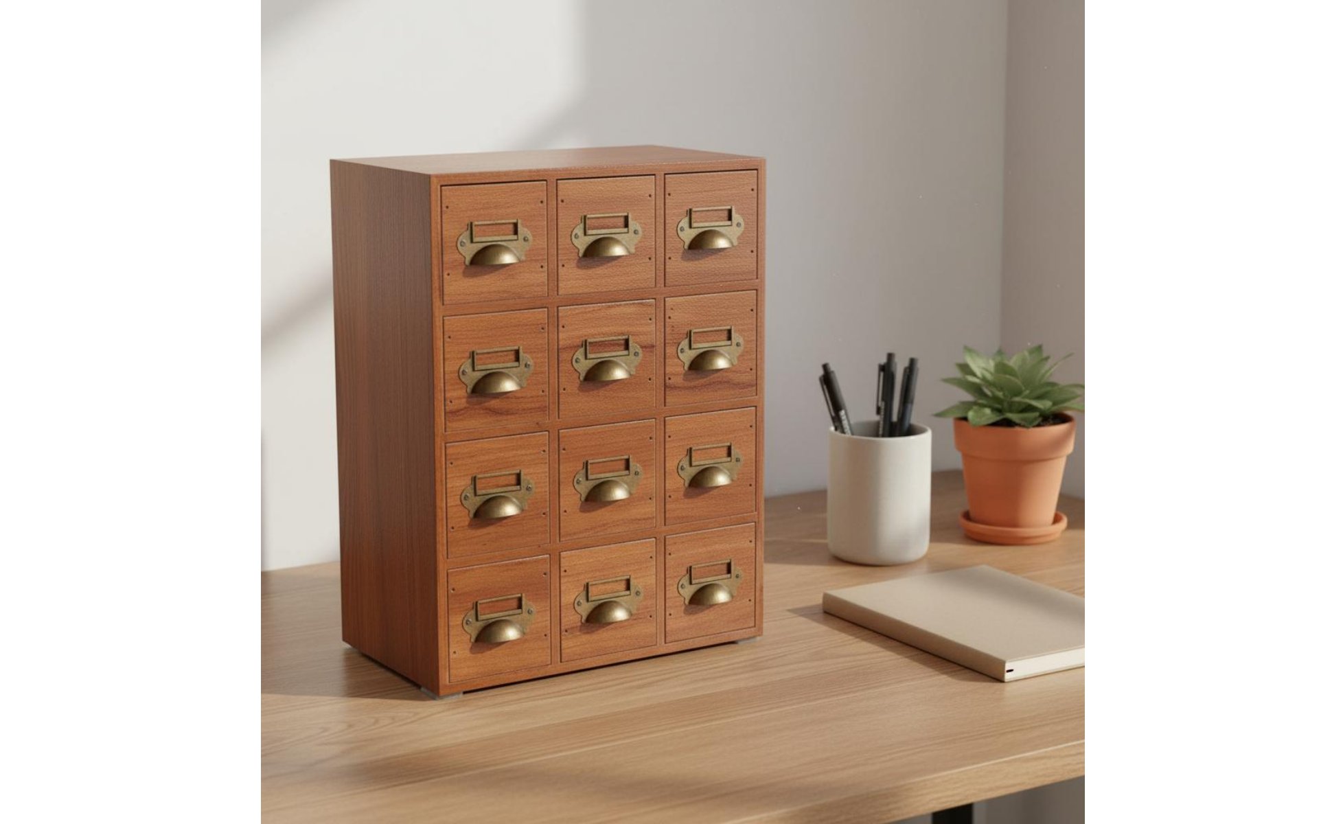 Organiseur de Bureau Multi Tiroirs Design Japonais Boîte à Tiroirs En Bois