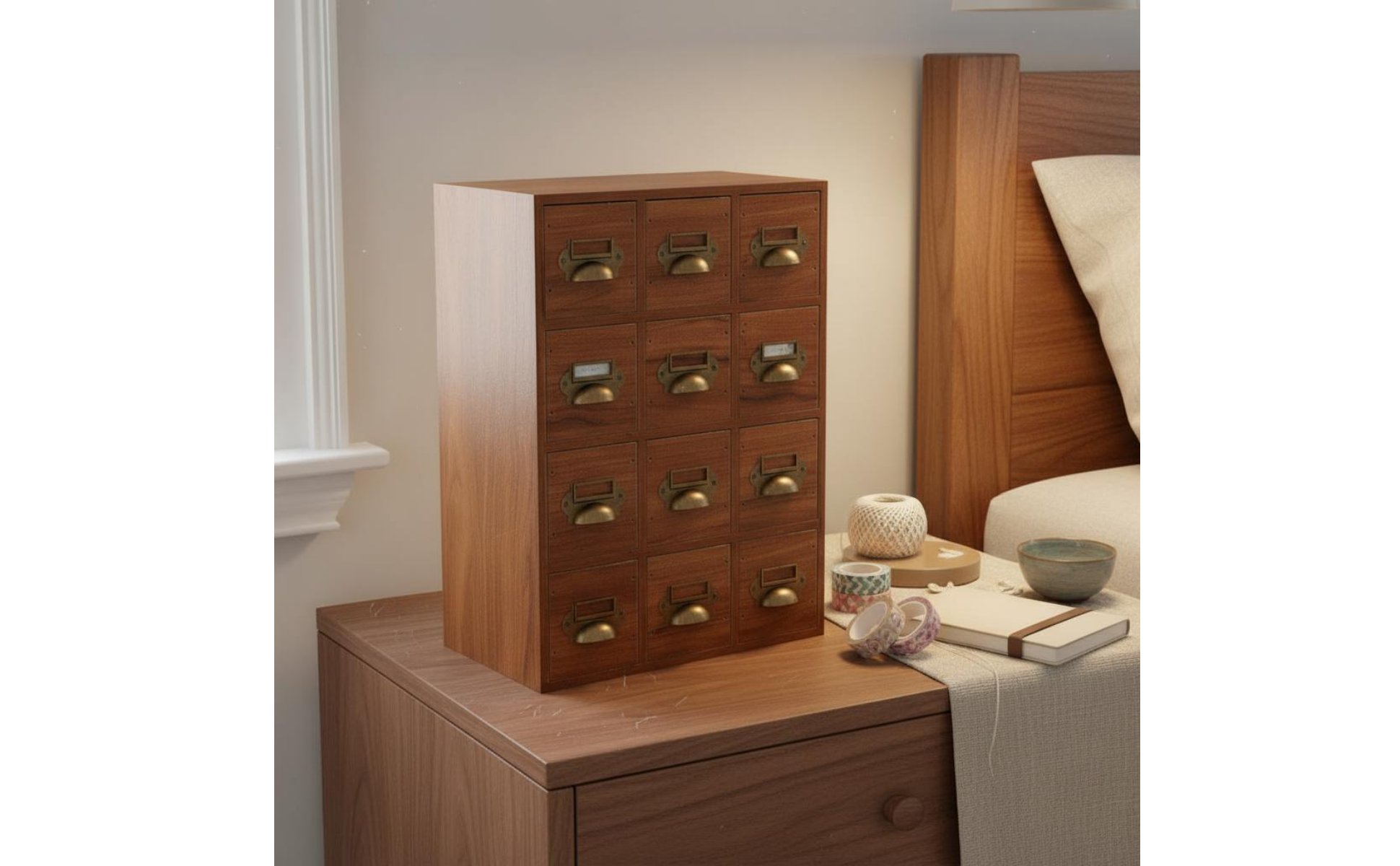 Organiseur de Bureau Multi Tiroirs Design Japonais Boîte à Tiroirs En Bois