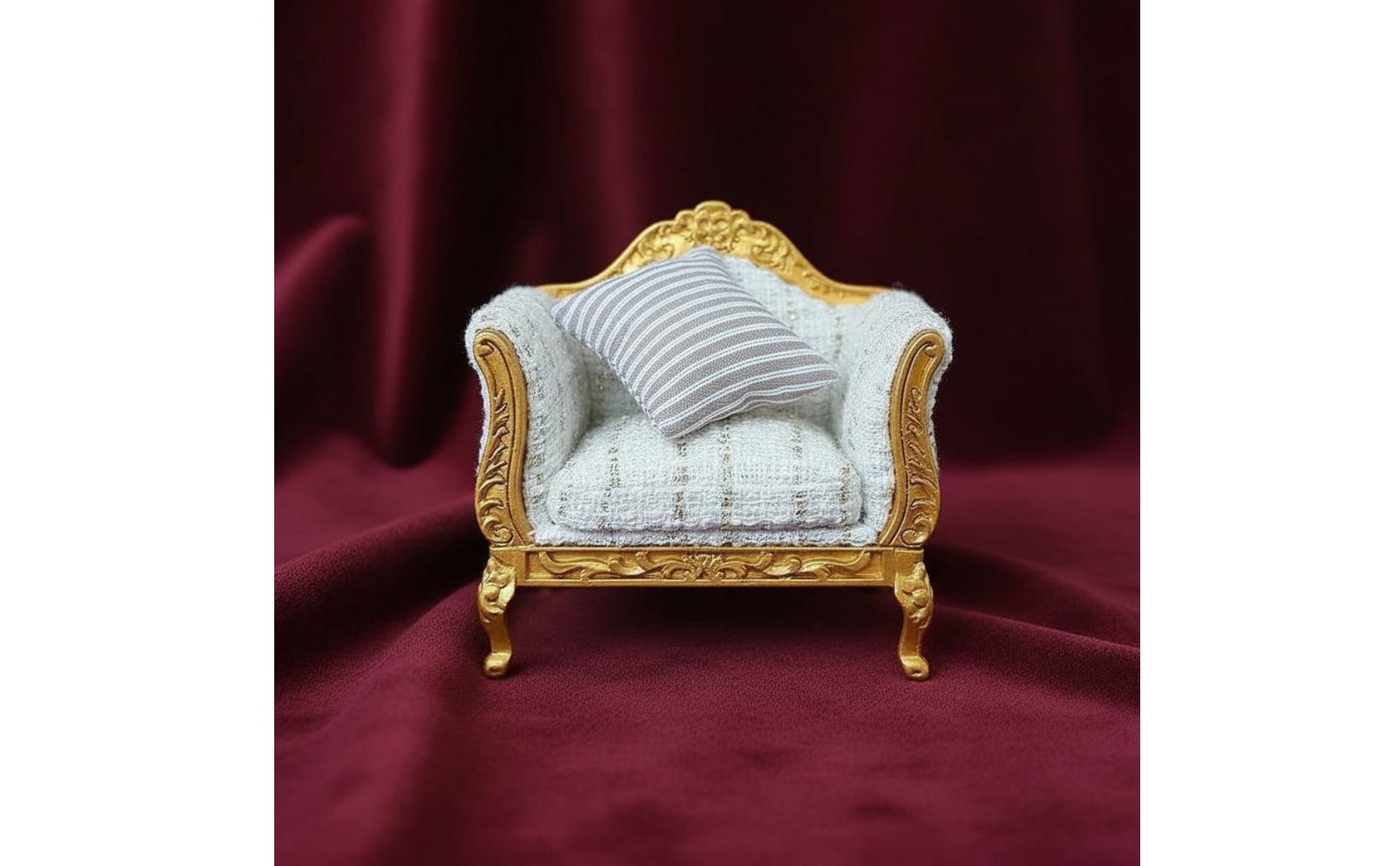 1:12 Scale Sofa Textile Upholstery Miniature Living Room Sofa Hand Sewn