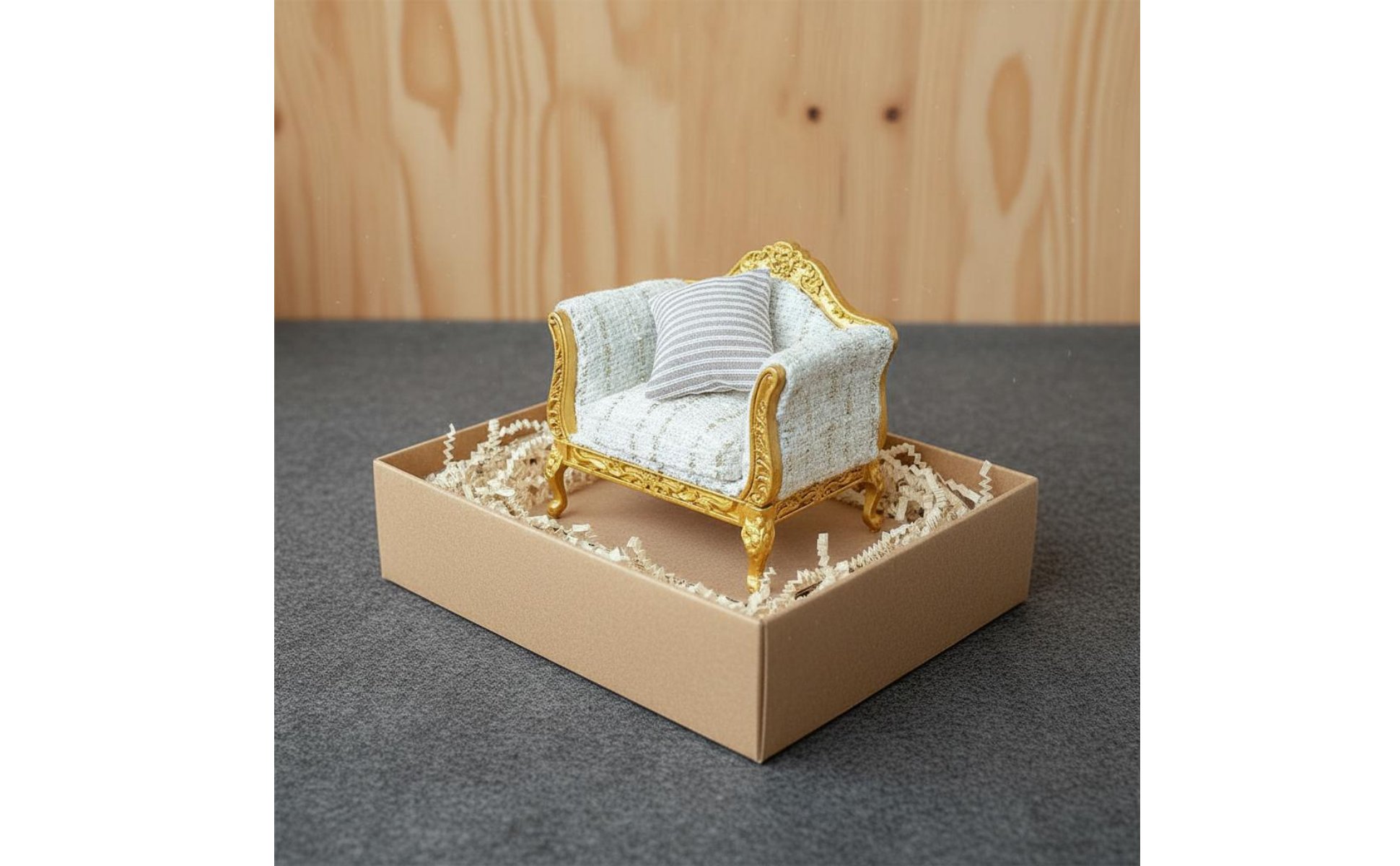 1:12 Scale Sofa Textile Upholstery Miniature Living Room Sofa Hand Sewn