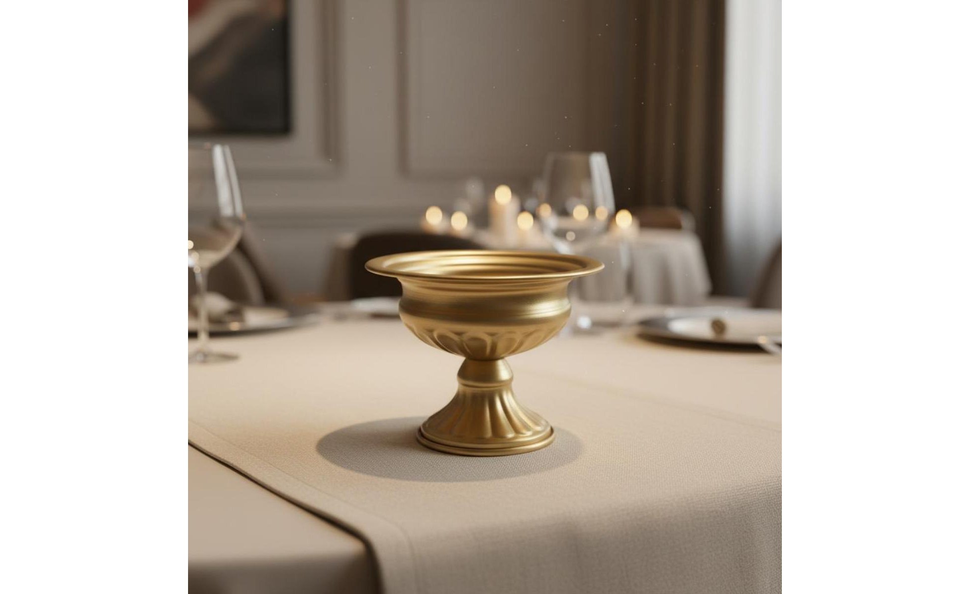 Gold Pedestal Vase Decorative Gold Metal Vase Stable Base for Bar, Dining Table