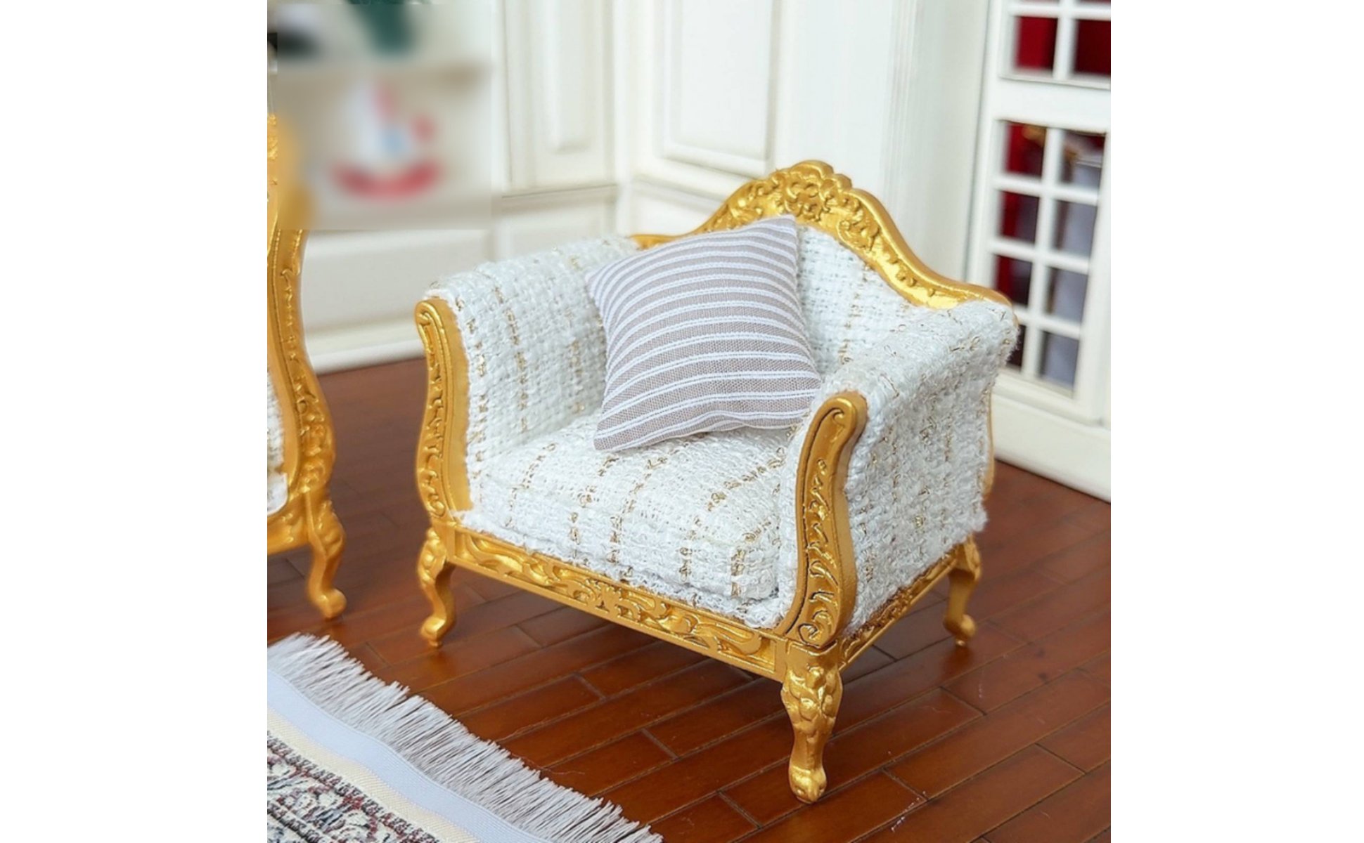 1:12 Scale Sofa Textile Upholstery Miniature Living Room Sofa Hand Sewn