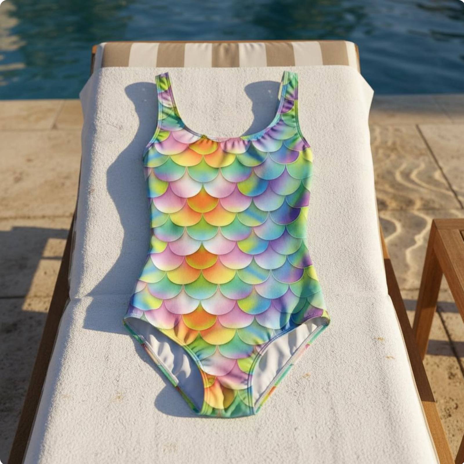 Rainbow Single-Piece Swimsuit Close-Fitting Fish Scale Print Swimsuit Colorful