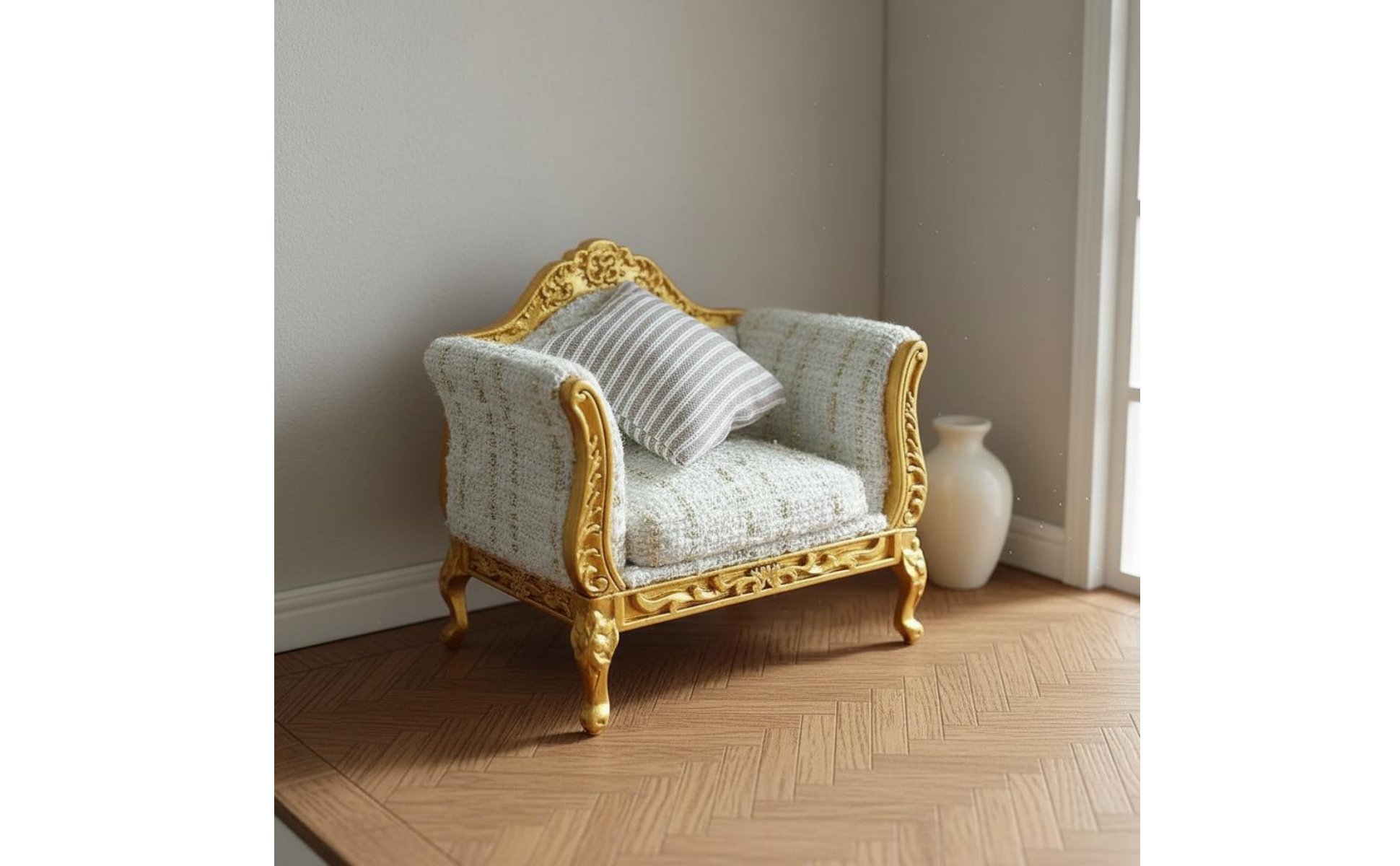 1:12 Scale Sofa Textile Upholstery Miniature Living Room Sofa Hand Sewn