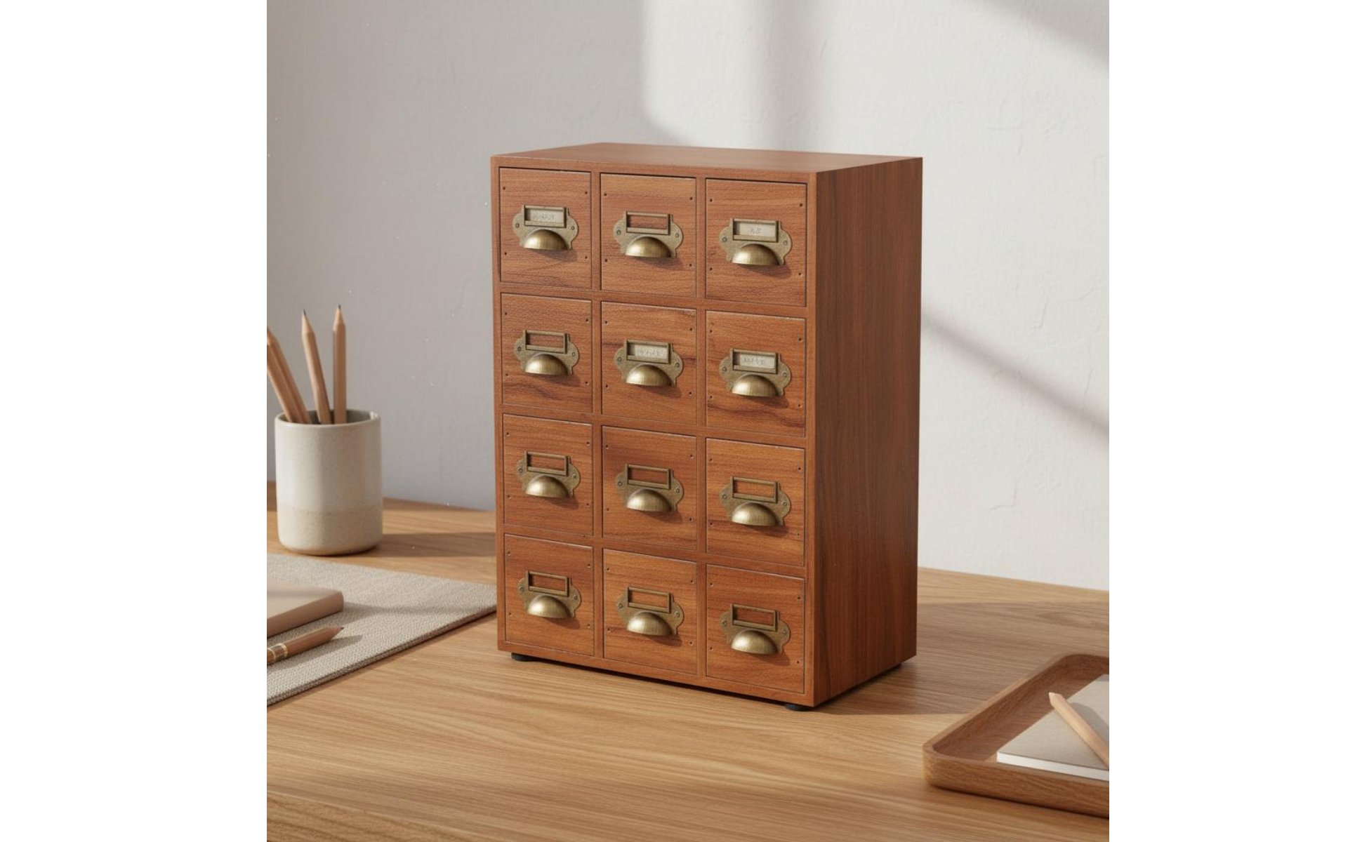 Organiseur de Bureau Multi Tiroirs Design Japonais Boîte à Tiroirs En Bois