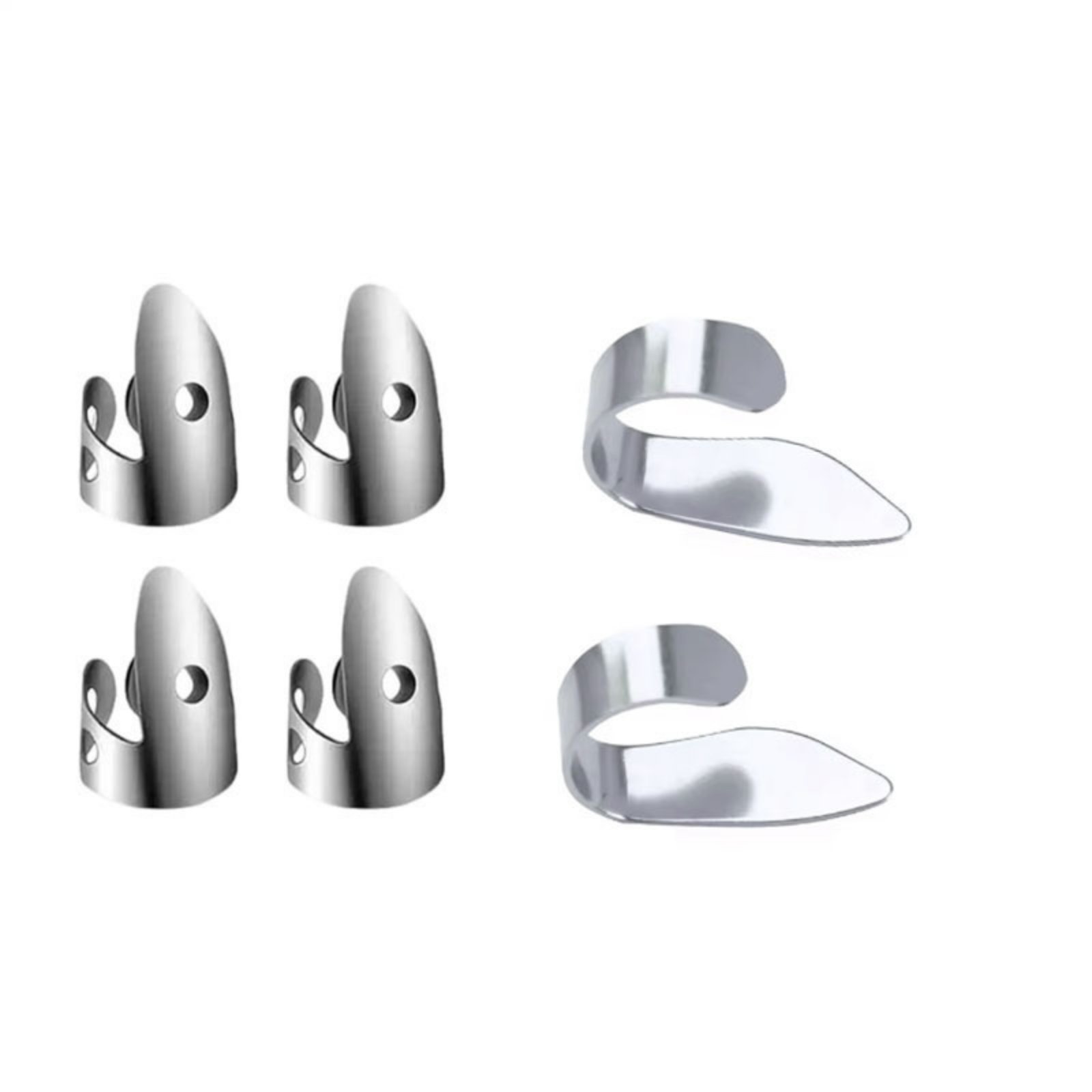 6 Pieces Stainless Steel Finger Picks Metal Finger Pick Set Comfortable Grip Ergonomic Guitar Pick for Performance