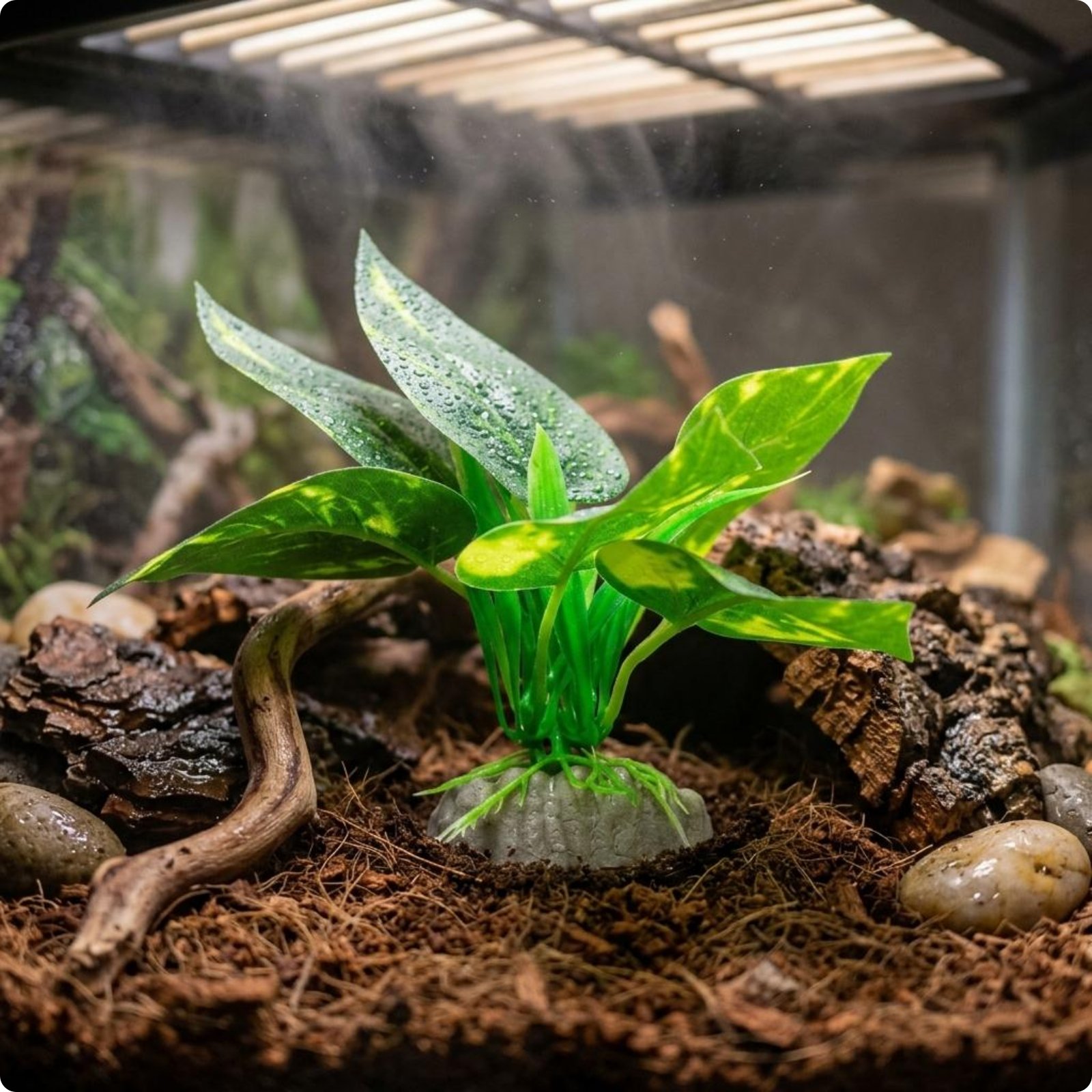 Artificial Herpetological Plant Lifelike Pet Decor Safe for Rainforest