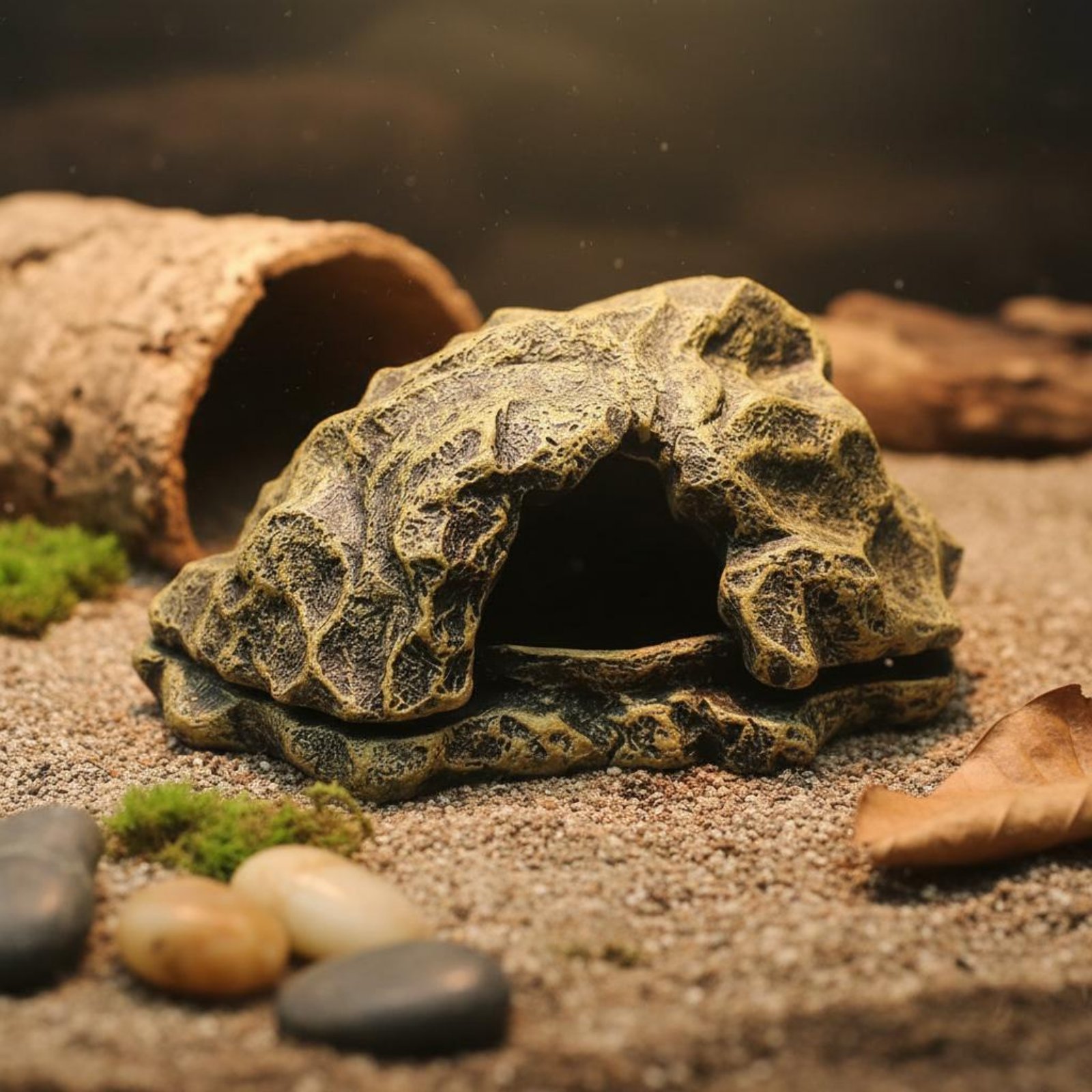 Pet Rock Hide Easy to Pet Hygiene Decor Stable Base for Aquatic Habitat