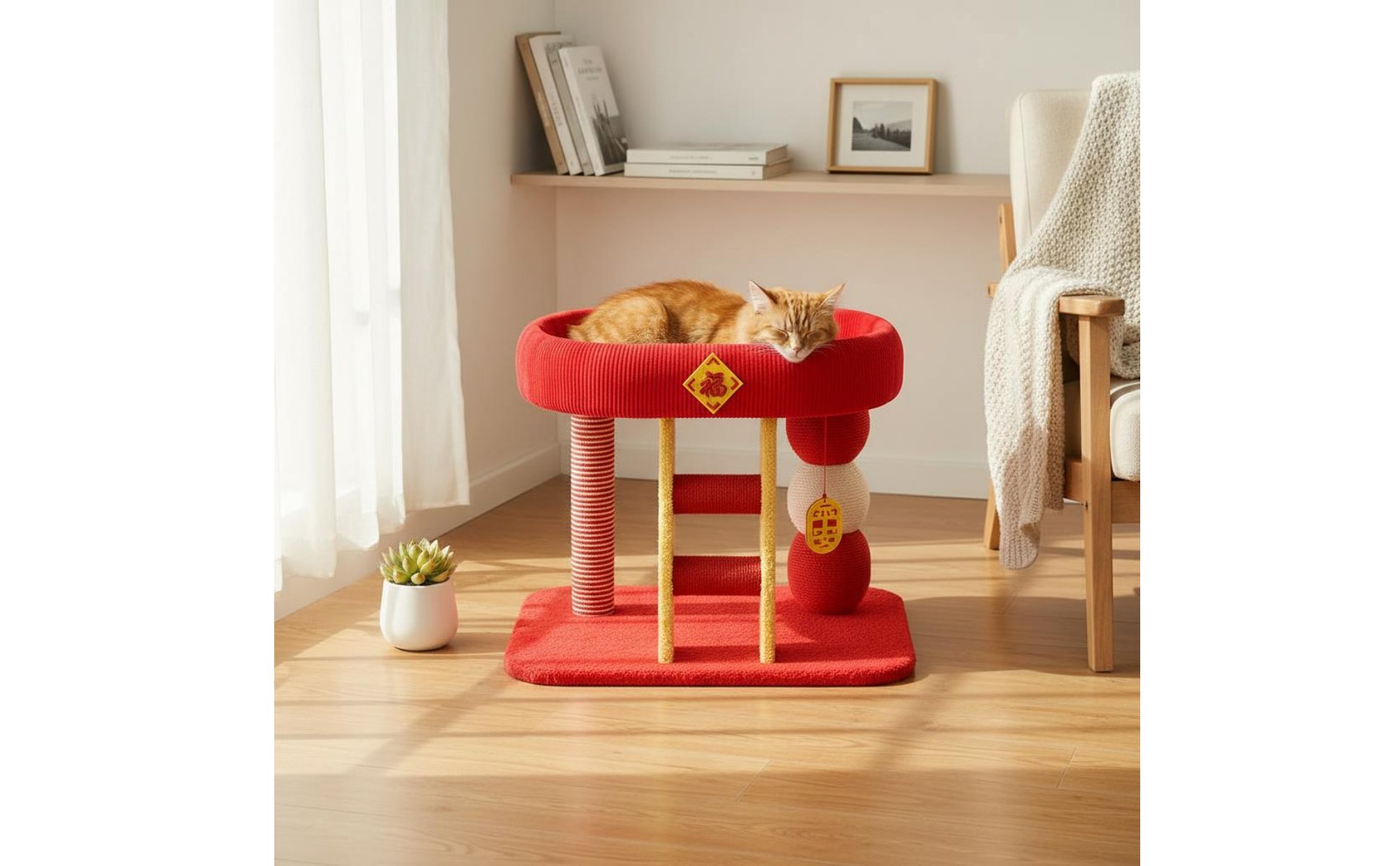 Feline Climbing Structure with Ladder Year-Round Mat Feline Activity Activity