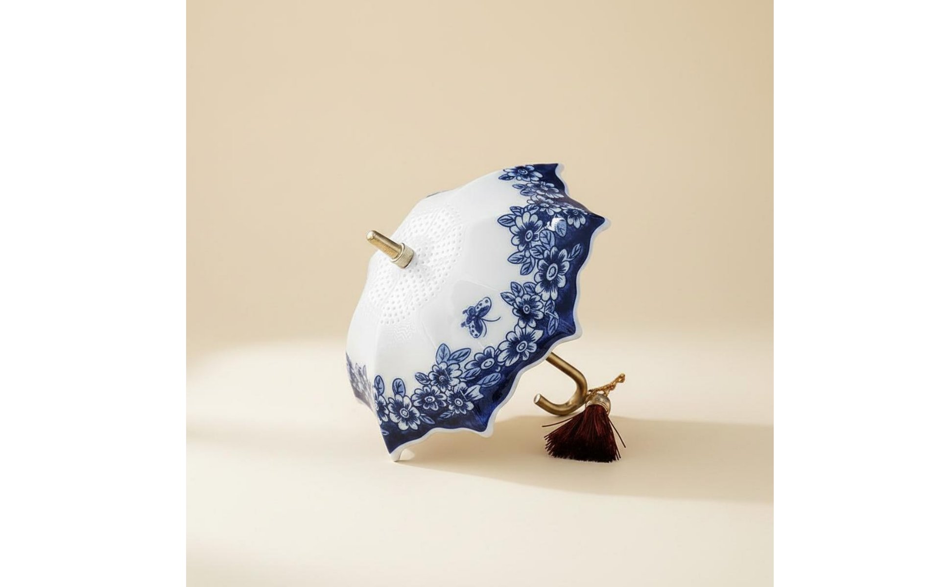 Filtro Tè Ombrello Stile Tradizionale Cinese Infusore Ceramico Blu Bianco