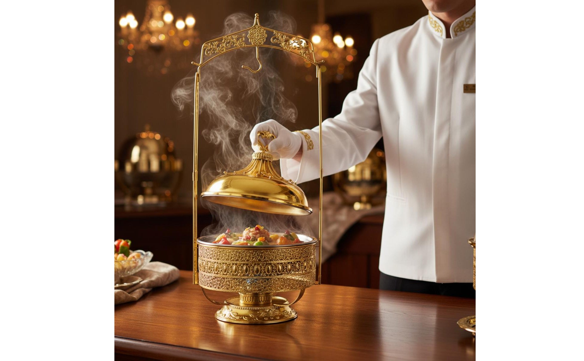 Gold Buffet Chafing Dish Hotel Use Chafing Dish Rust-Resistant for Restaurant