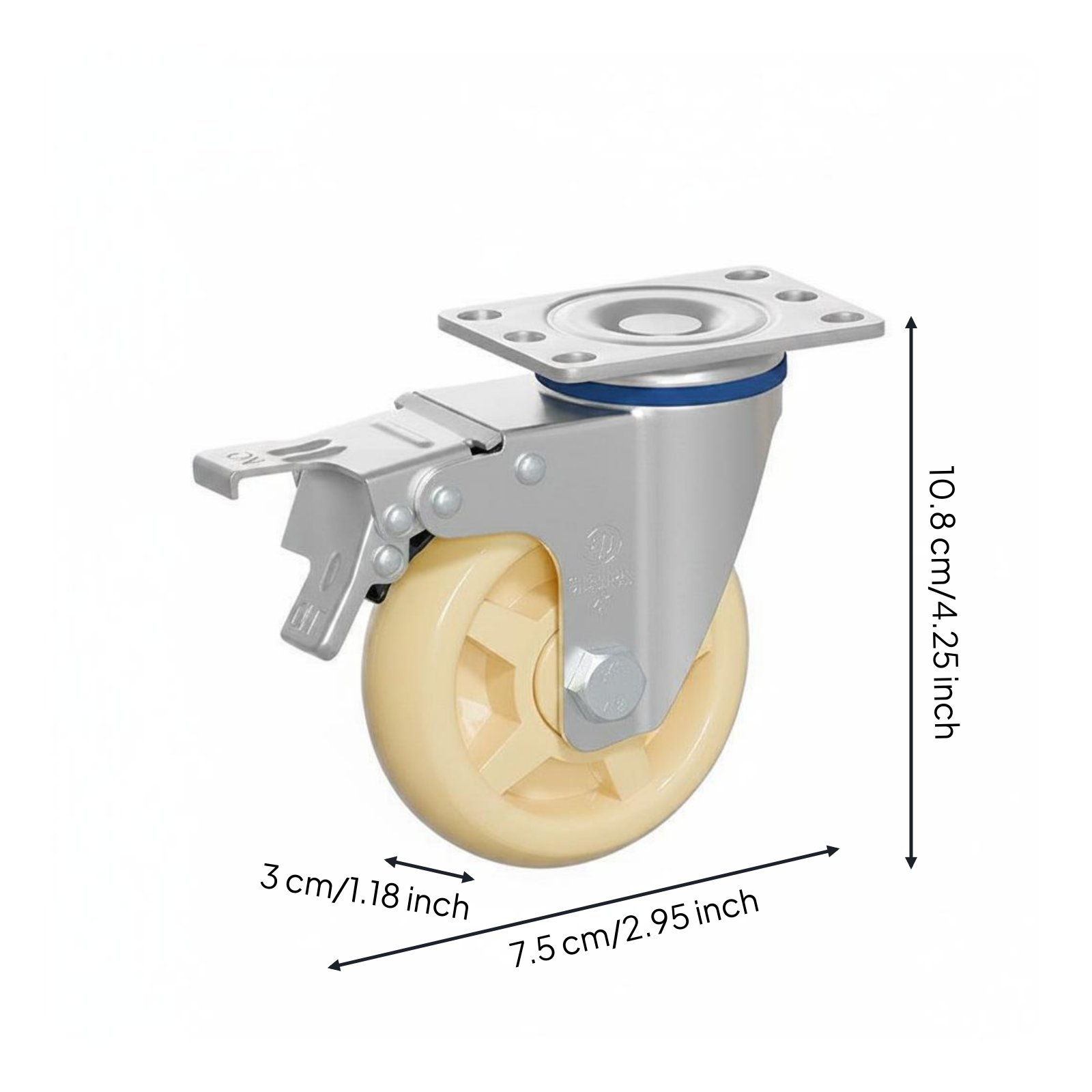 Wear Resistant Swivel Caster Wheel 360 Degree Rotation Brake Caster Wheel Heavy Duty Hardware Part Effortless Rolling