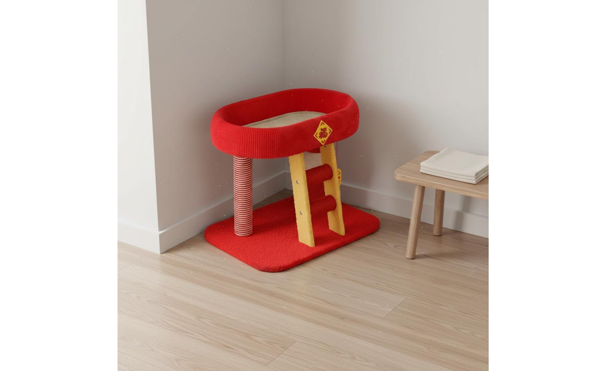 Feline Climbing Structure with Ladder Year-Round Mat Feline Activity Activity