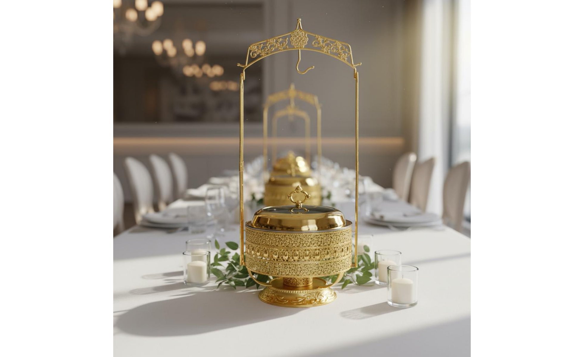 Gold Buffet Chafing Dish Hotel Use Chafing Dish Rust-Resistant for Restaurant