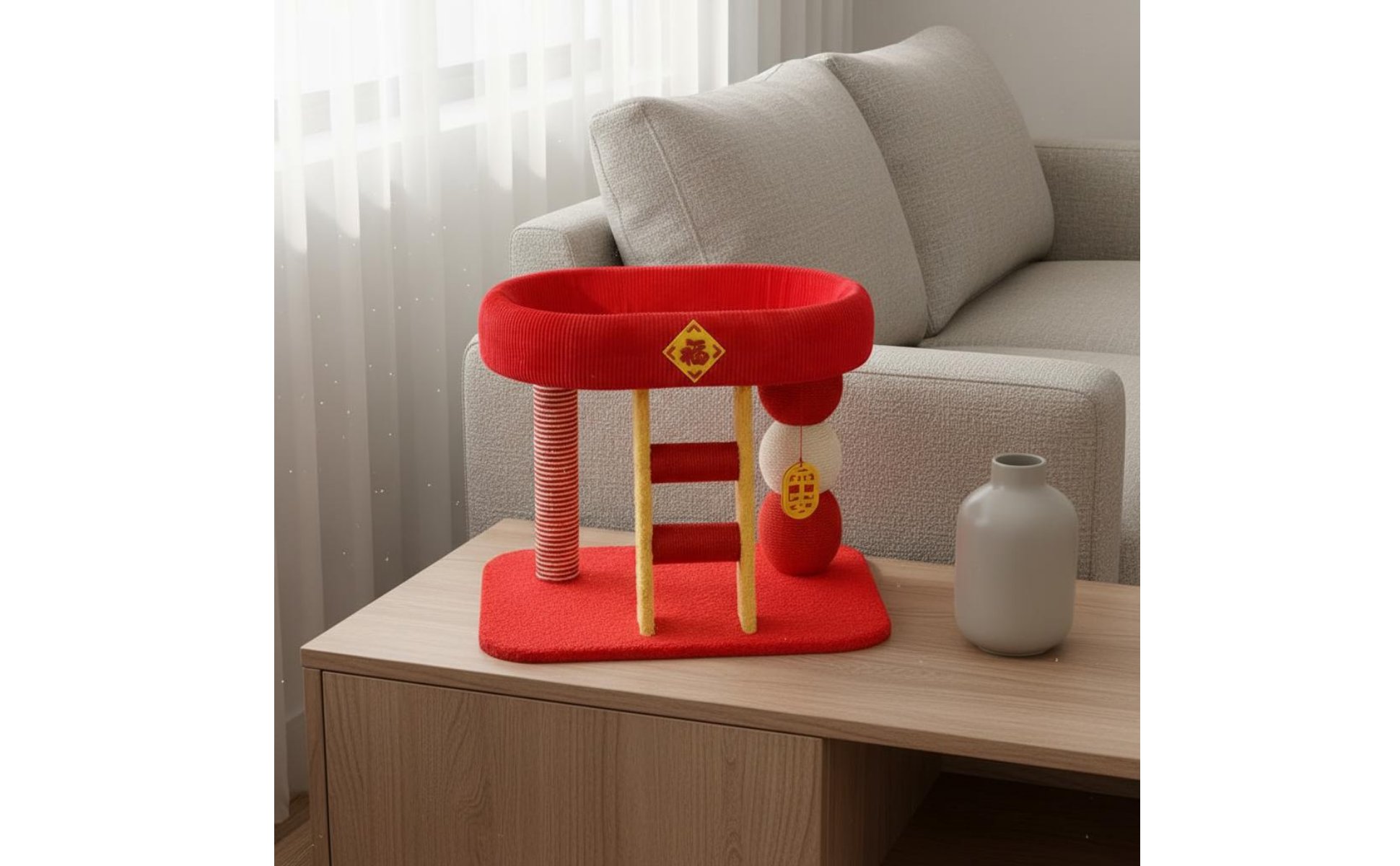Feline Climbing Structure with Ladder Year-Round Mat Feline Activity Activity