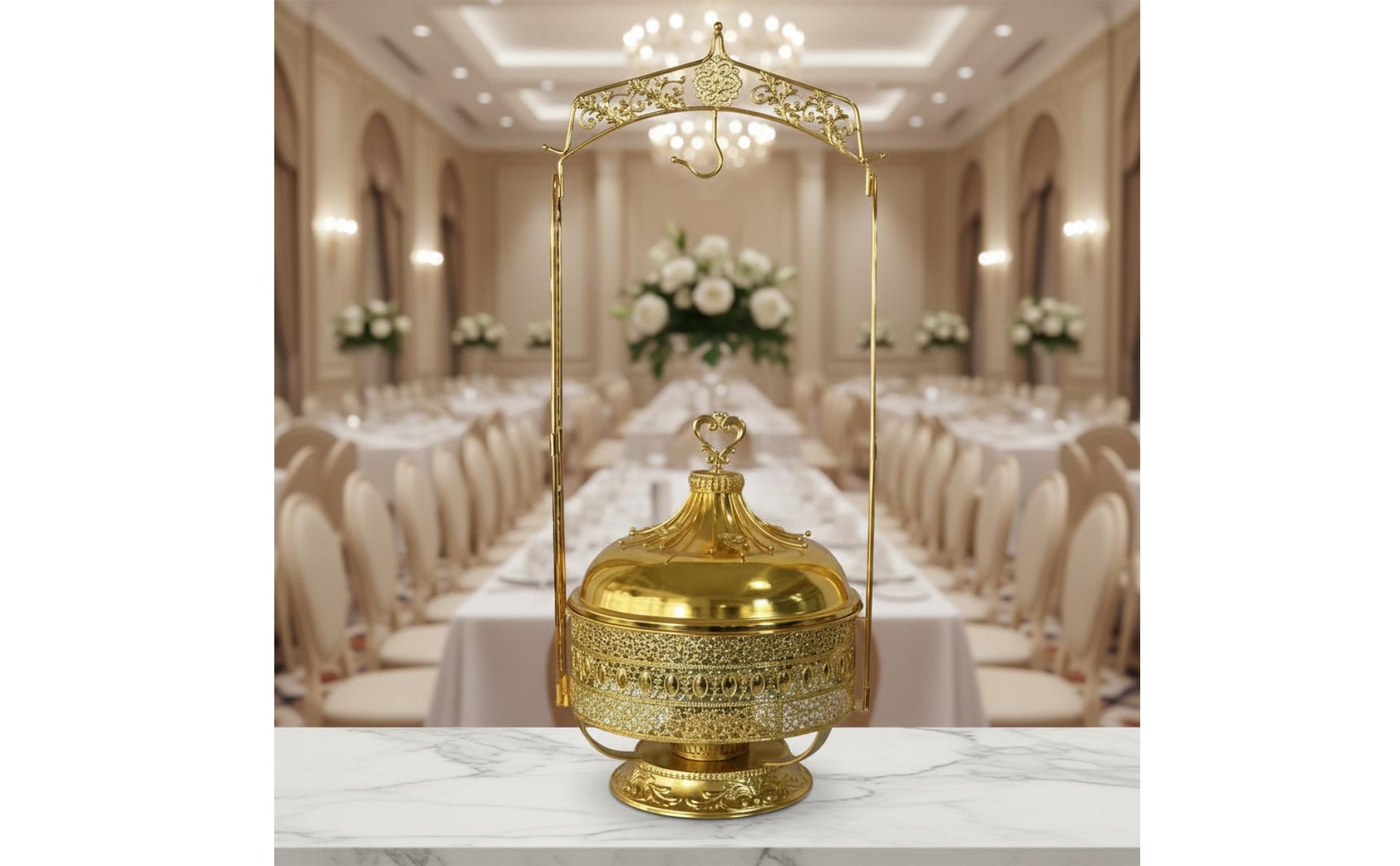 Gold Buffet Chafing Dish Hotel Use Chafing Dish Rust-Resistant for Restaurant