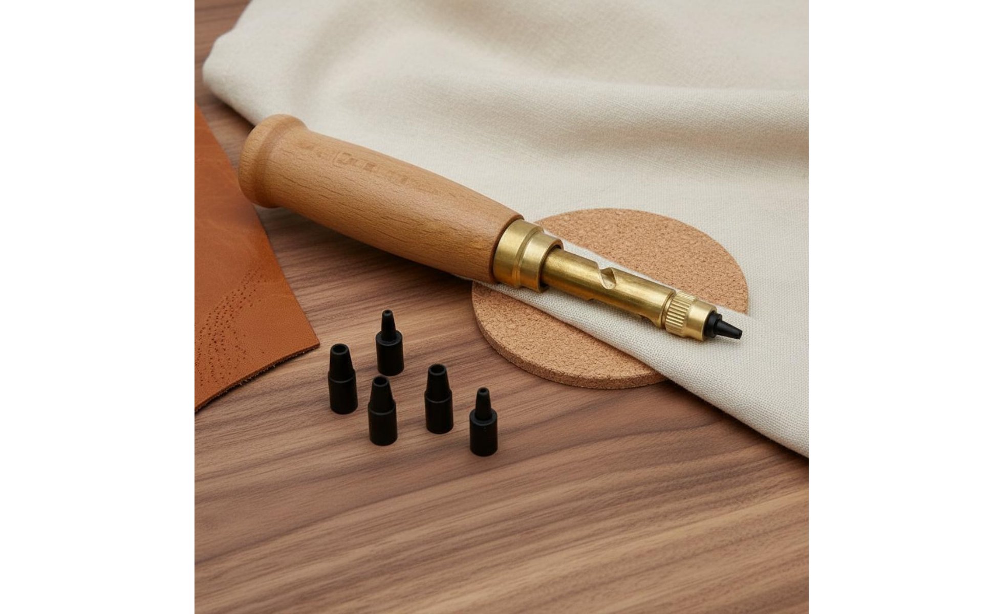 Drehlocher mit Holzgriff wechselbarer Kopf gürtellochzange diy für lederarbeiter