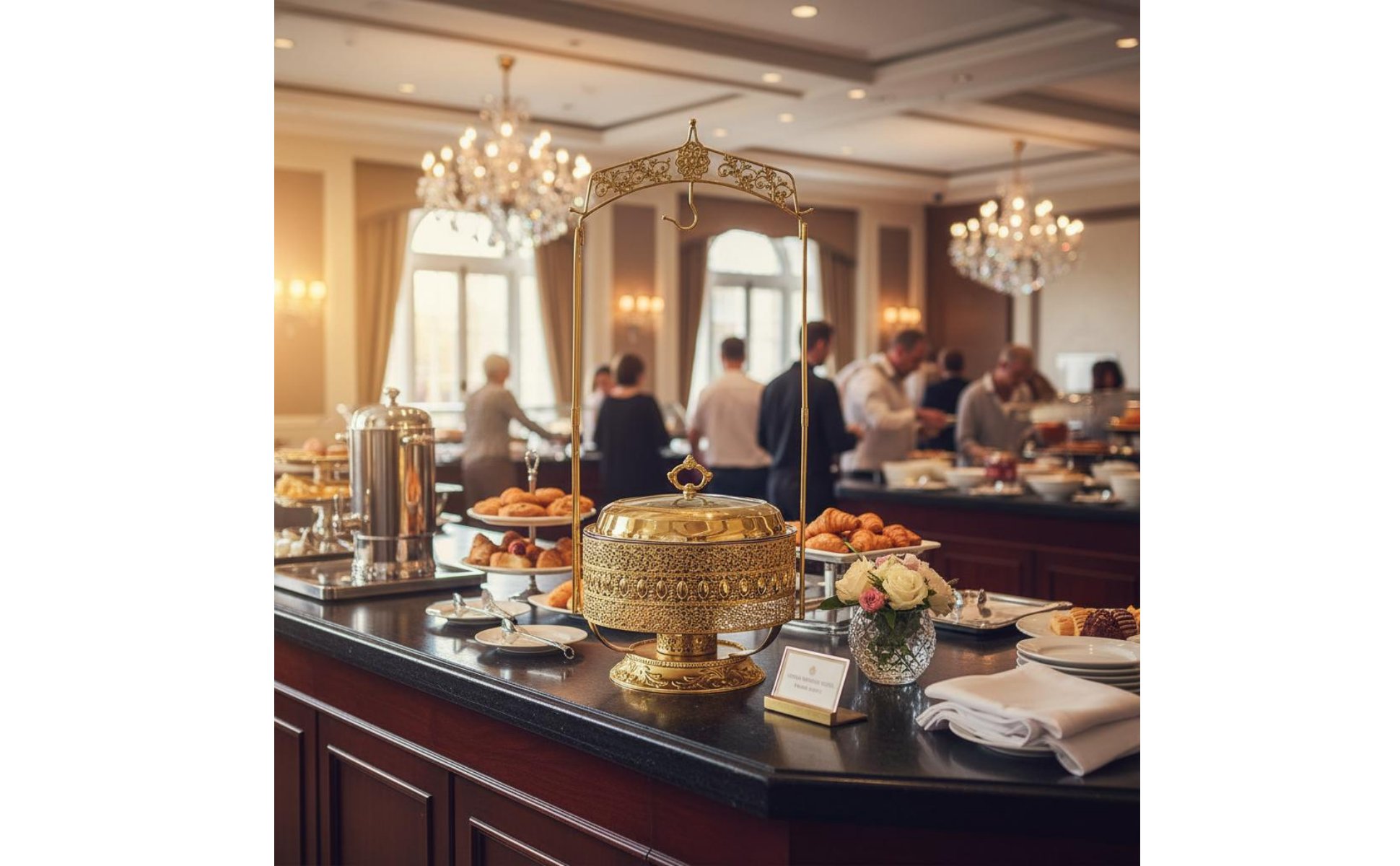 Gold Buffet Chafing Dish Hotel Use Chafing Dish Rust-Resistant for Restaurant