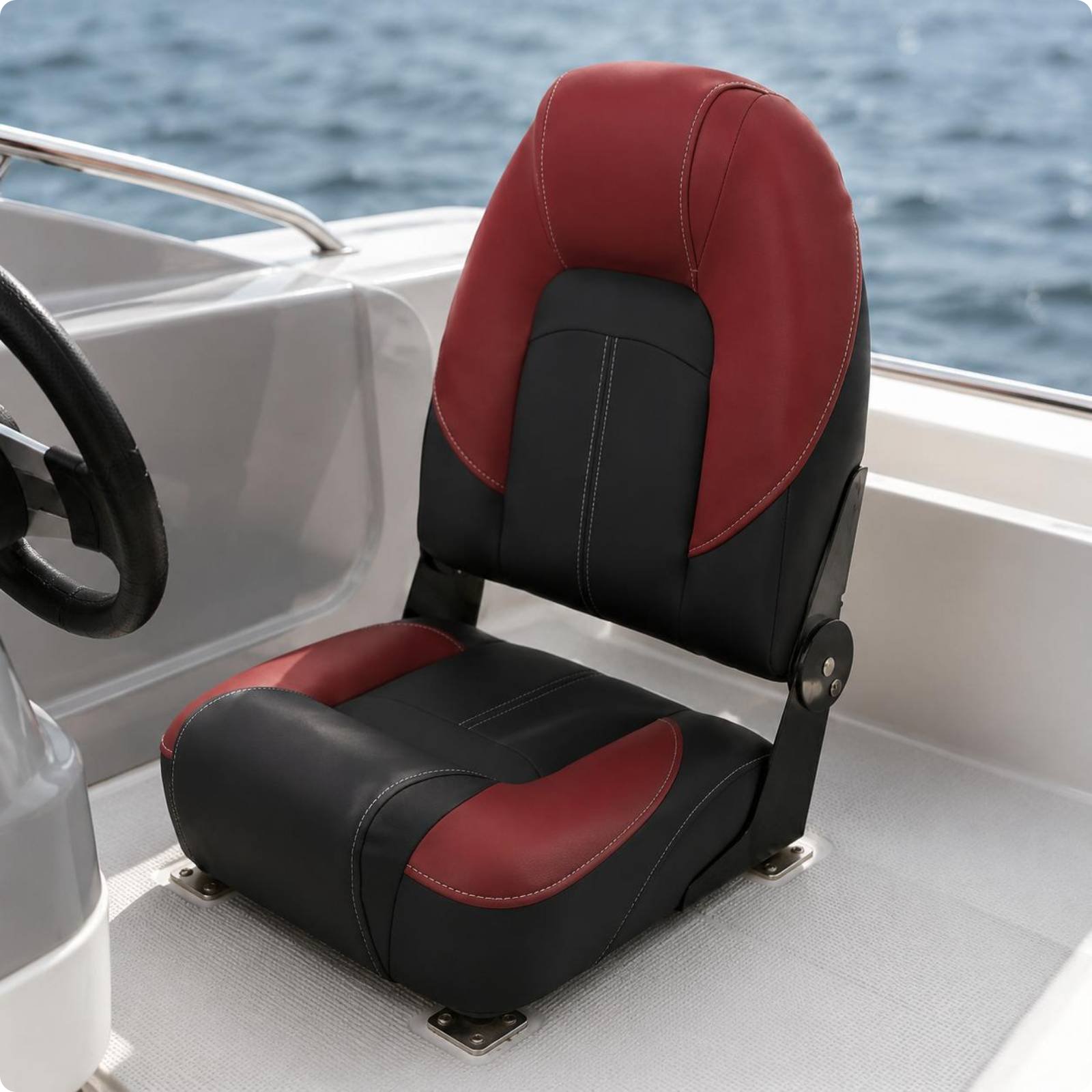High Support Boat Seat Weather Resistant Low Support Boat Seat Dual-Tone Design