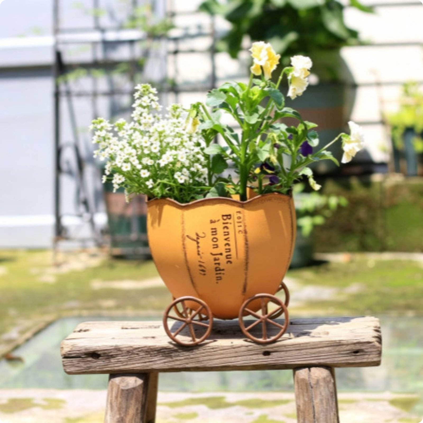 Pumpkin Planter Decorative Metal Planter Weatherproof for Patio