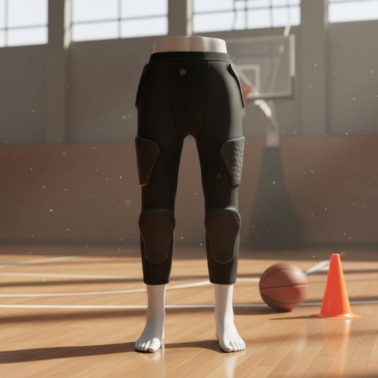 Honeycomb Knee Guard Pants EVA Padding Compression Tights with Knee Pads