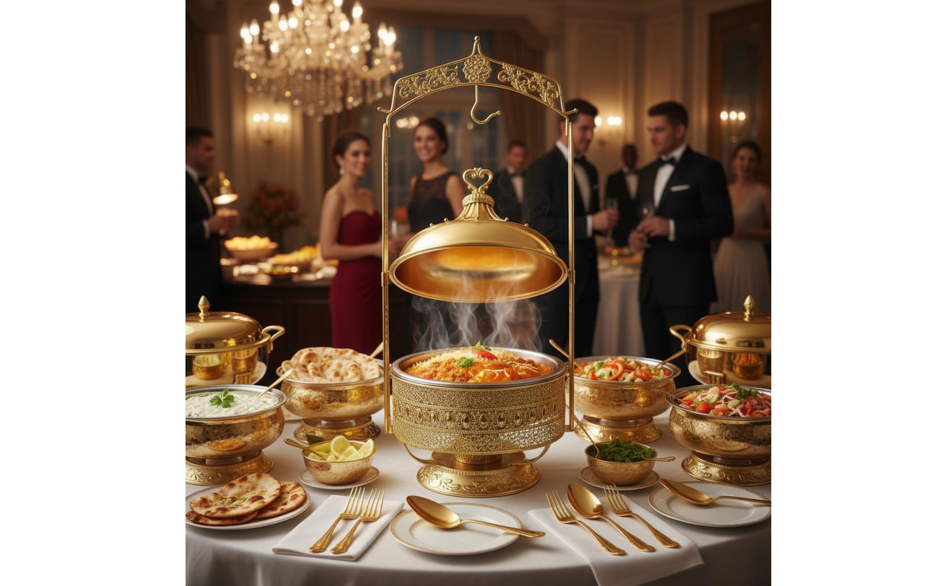 Gold Buffet Chafing Dish Hotel Use Chafing Dish Rust-Resistant for Restaurant