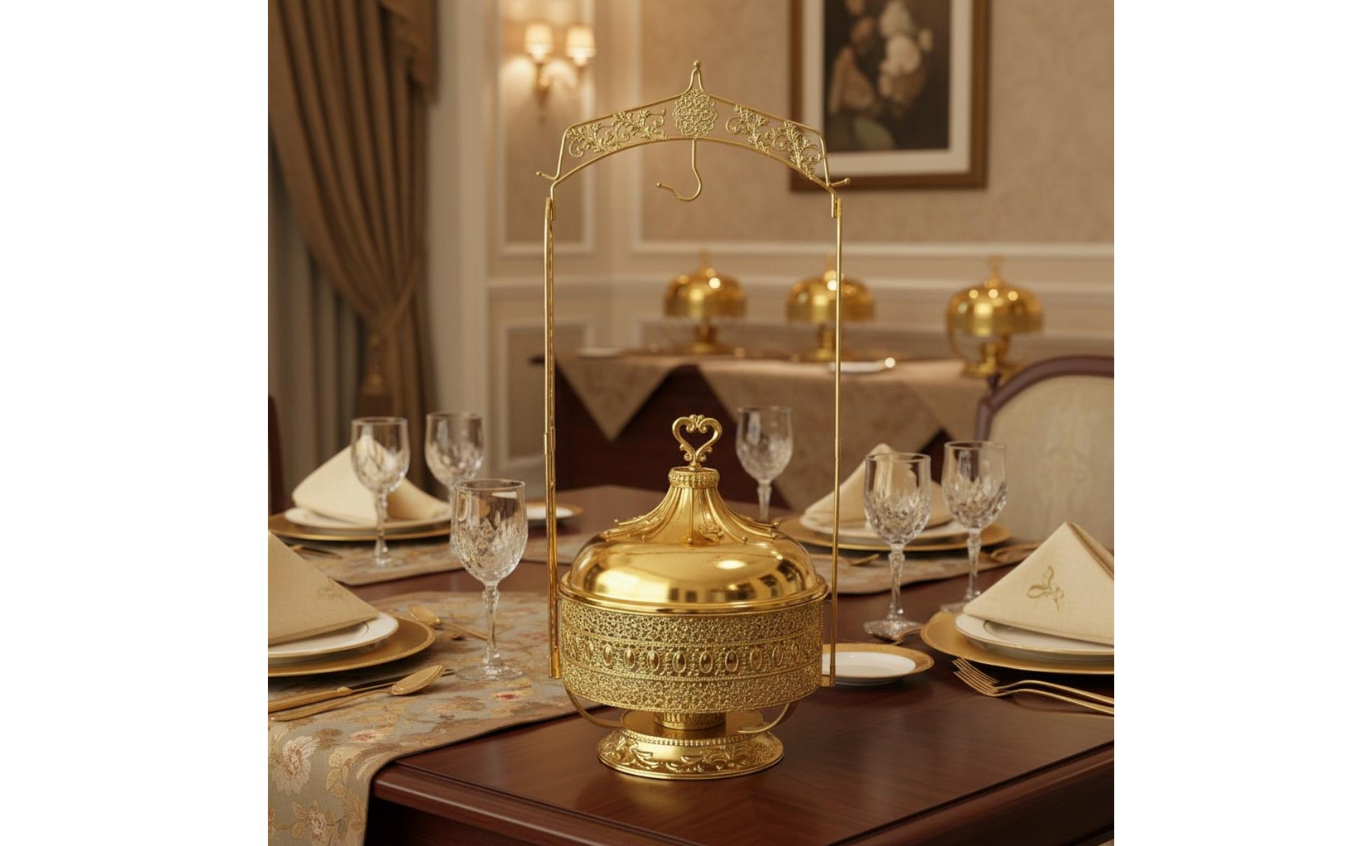 Gold Buffet Chafing Dish Hotel Use Chafing Dish Rust-Resistant for Restaurant