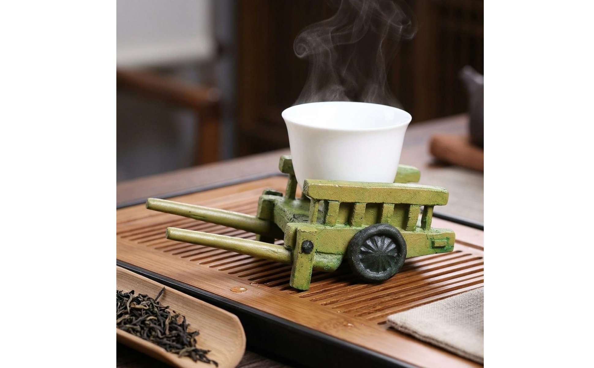 2 Pieces Bamboo Design Tea Pet Yi Xing Clay Mini Tea Pet Figurine Handmade