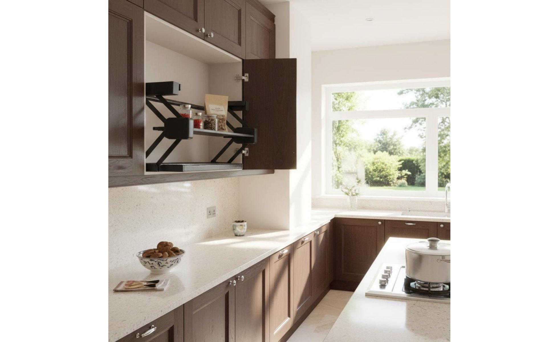 Pull-down Shelf Foldable Drop down Rack Double Layer for Kitchen
