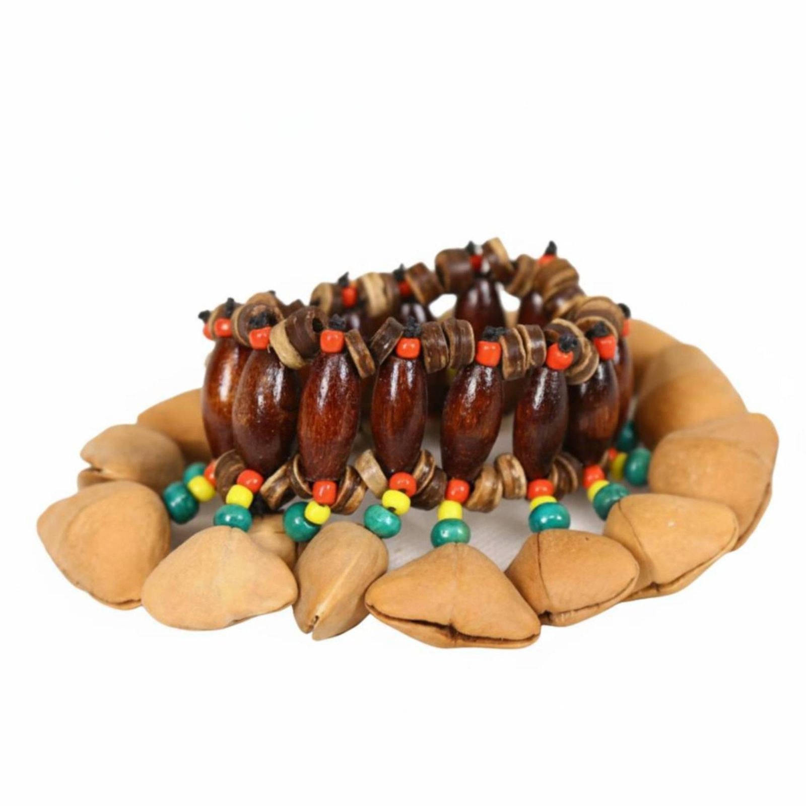 Percussion Wrist Bell Crisp Sound Nut Shell Bracelet Wearable Rhythm Shaker Bracelet for Drummers, Instrumentalists, Stage Performance, Dance Show