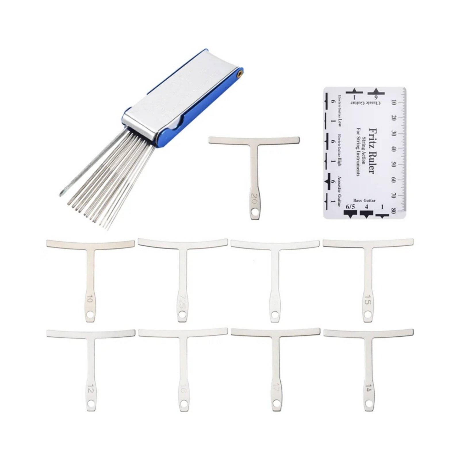 String Action Ruler Measurement Guitar Bridge Nut File Set Compact Size Nut Slot File for Luthiers