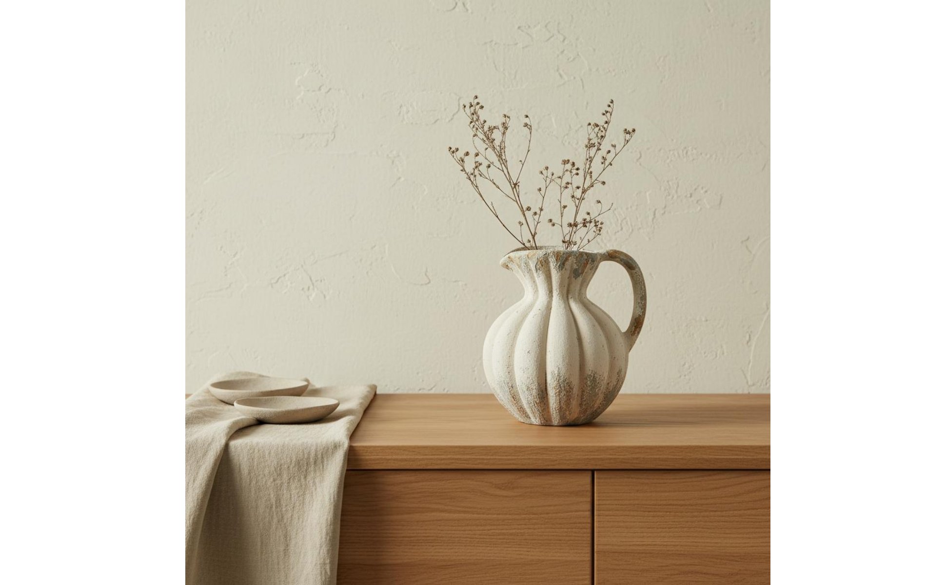 Artisanal Aesthetic Vase Handmade Look Textured Pottery Vase Distressed Finish