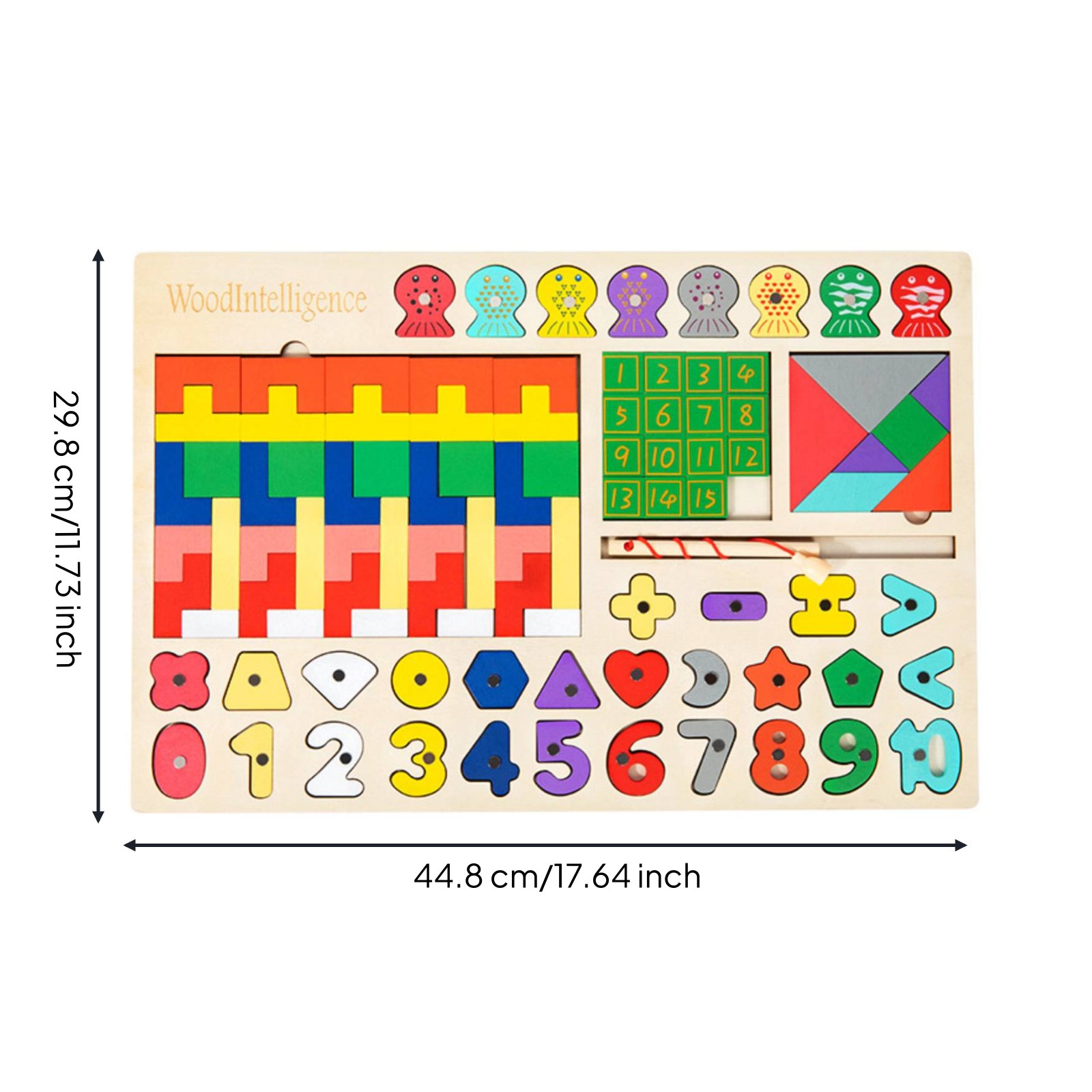 Wooden Learning Puzzle Hand-Eye Coordination Shape Matching Board and Number Learning Board for Kids