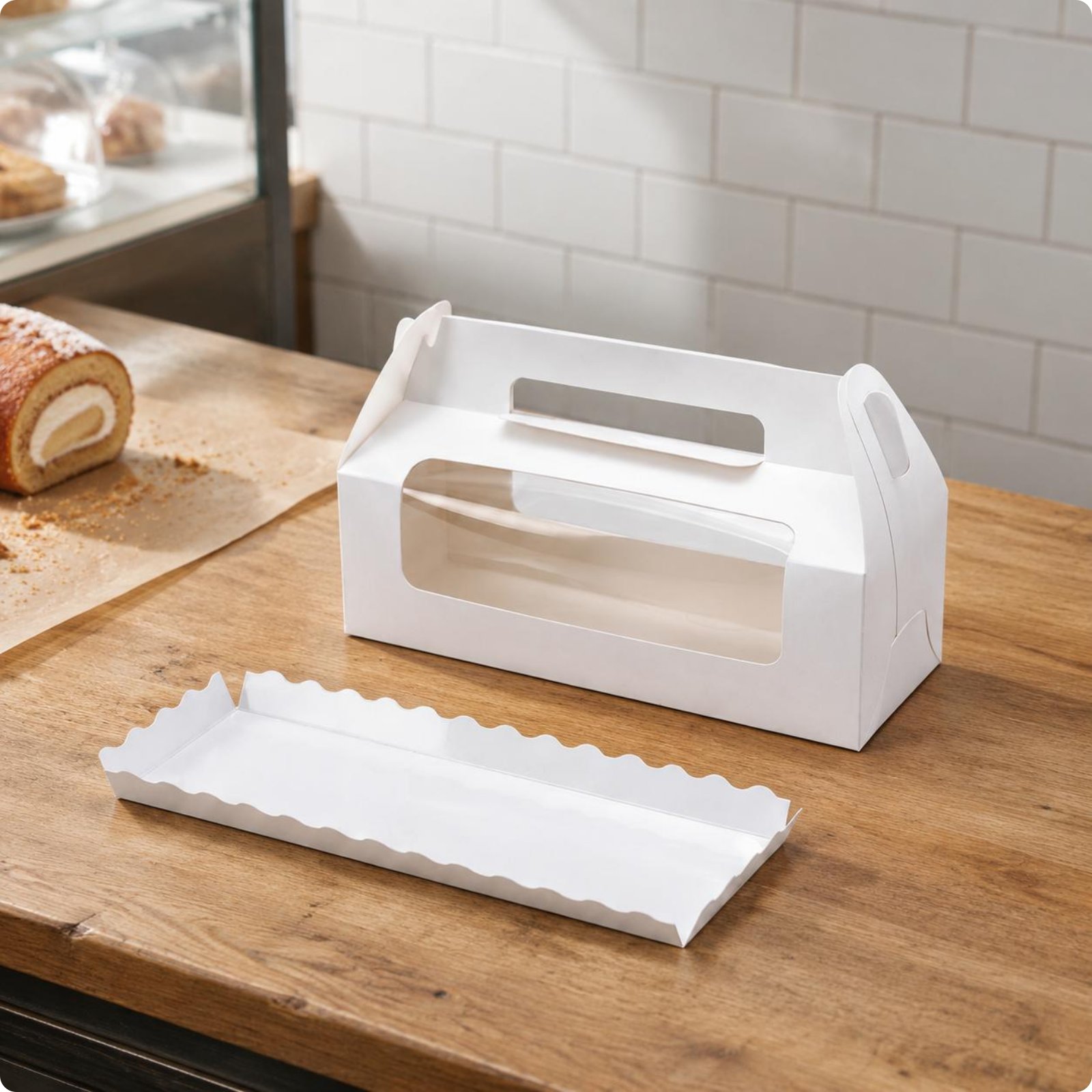 Roll Cake Container Easy to Carry Cake Cake Container Sturdy for Takeaway