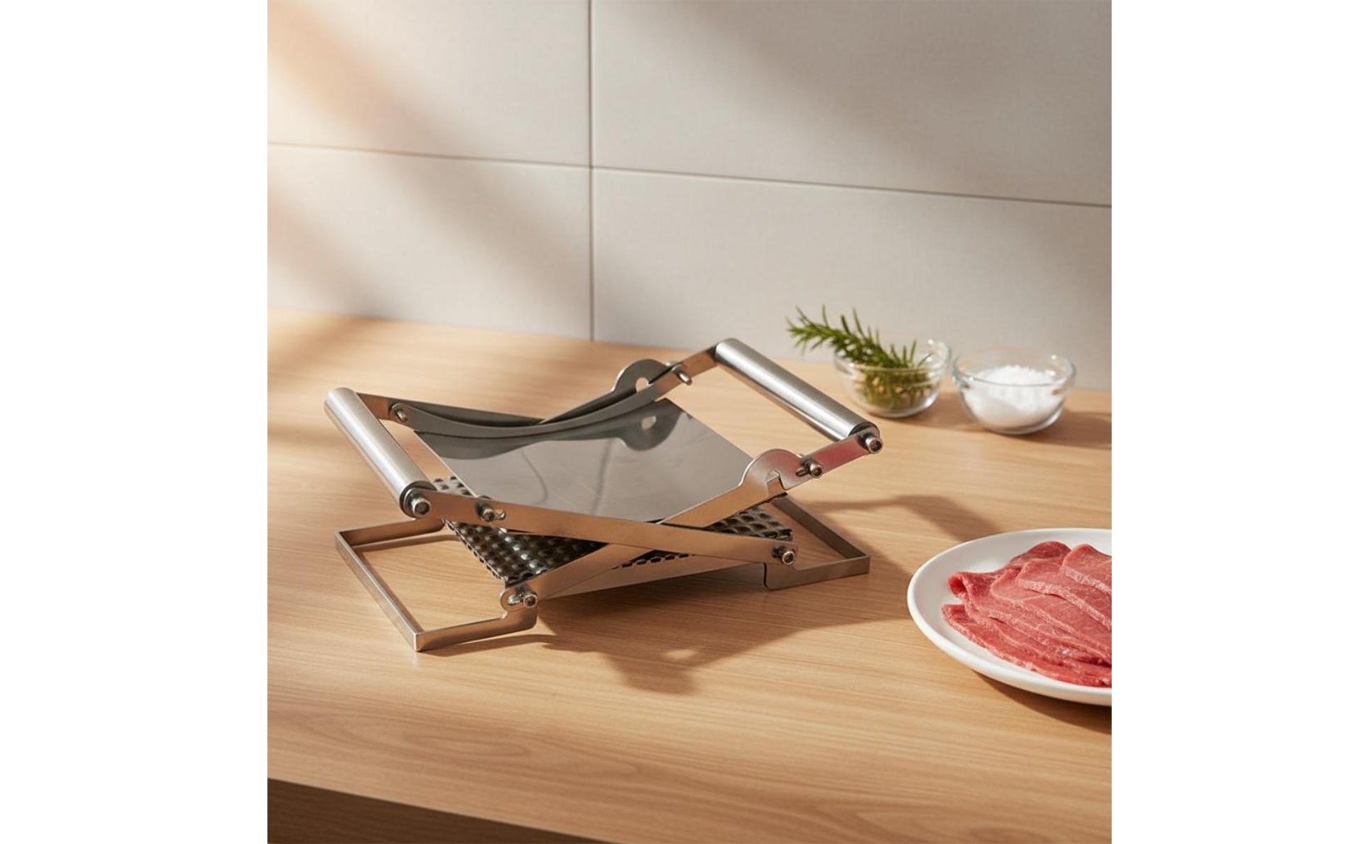 Manual Meat Tenderizer Easy to Clean Meat Flattening Press Stainless Steel