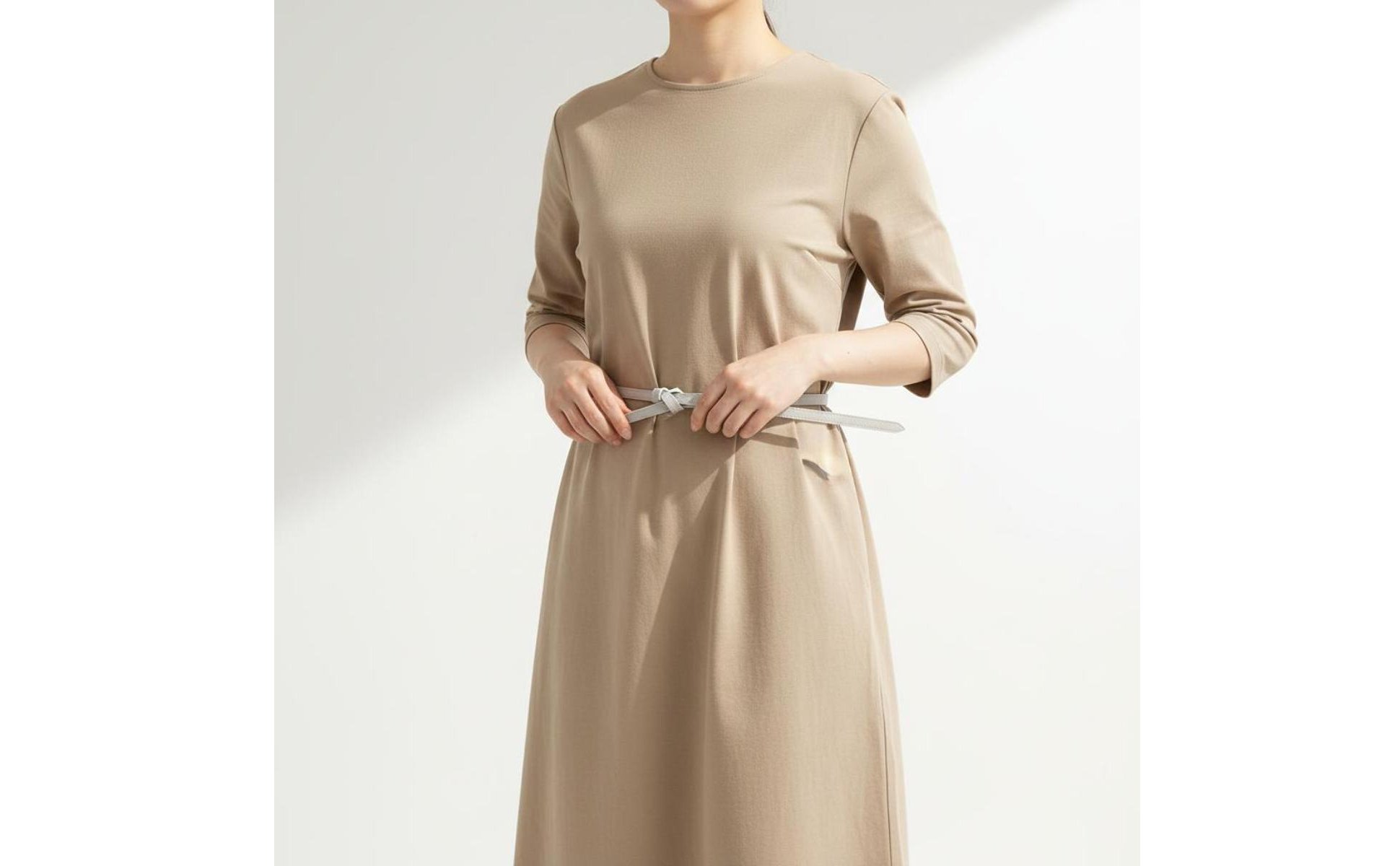 Black Leather Tie Belt Knot Design Double Loop Belt Minimalist for Dress, Women