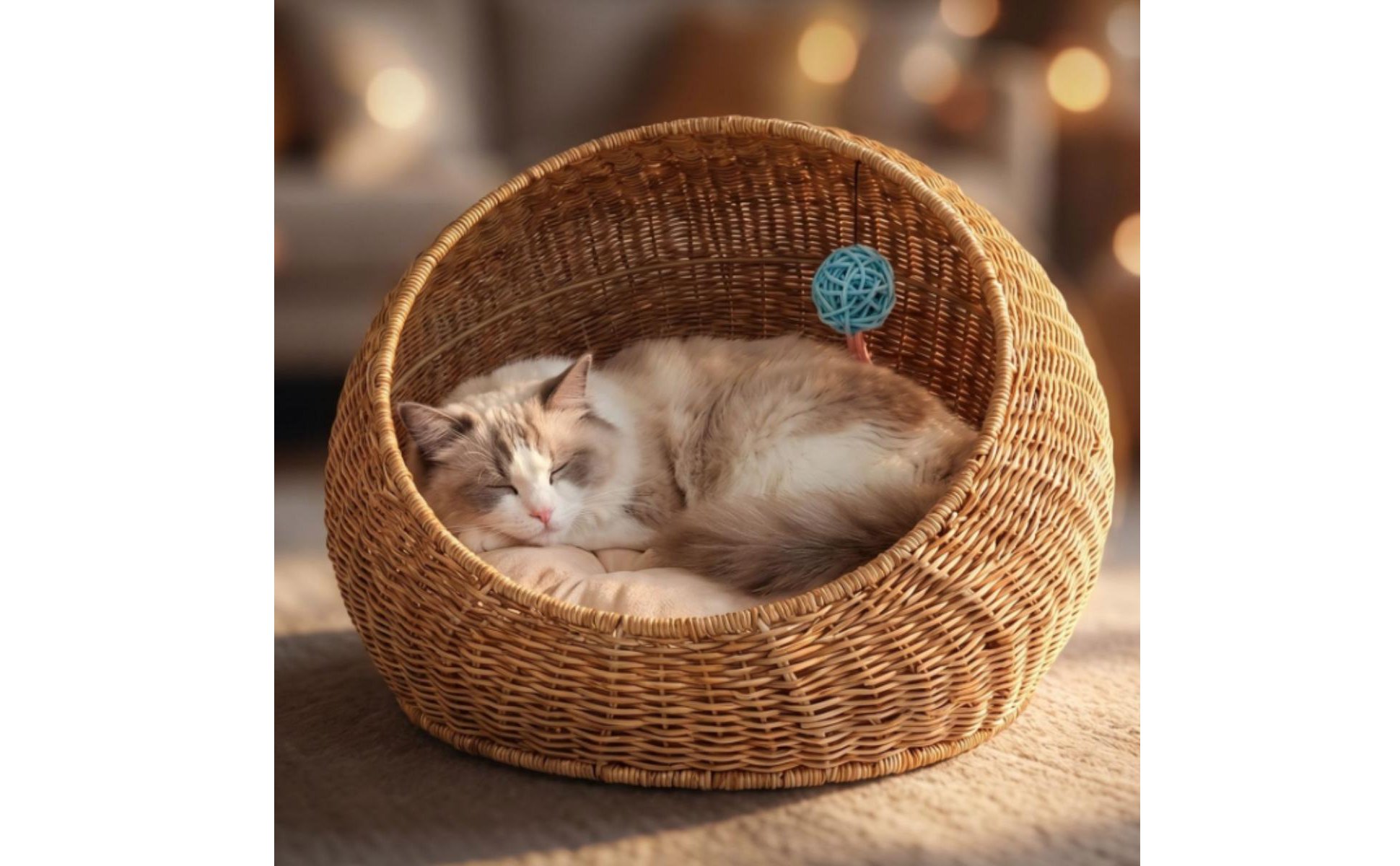 Rattan Design Feline Bed Moisture Resistant Feline Container Bed Sustainable PE