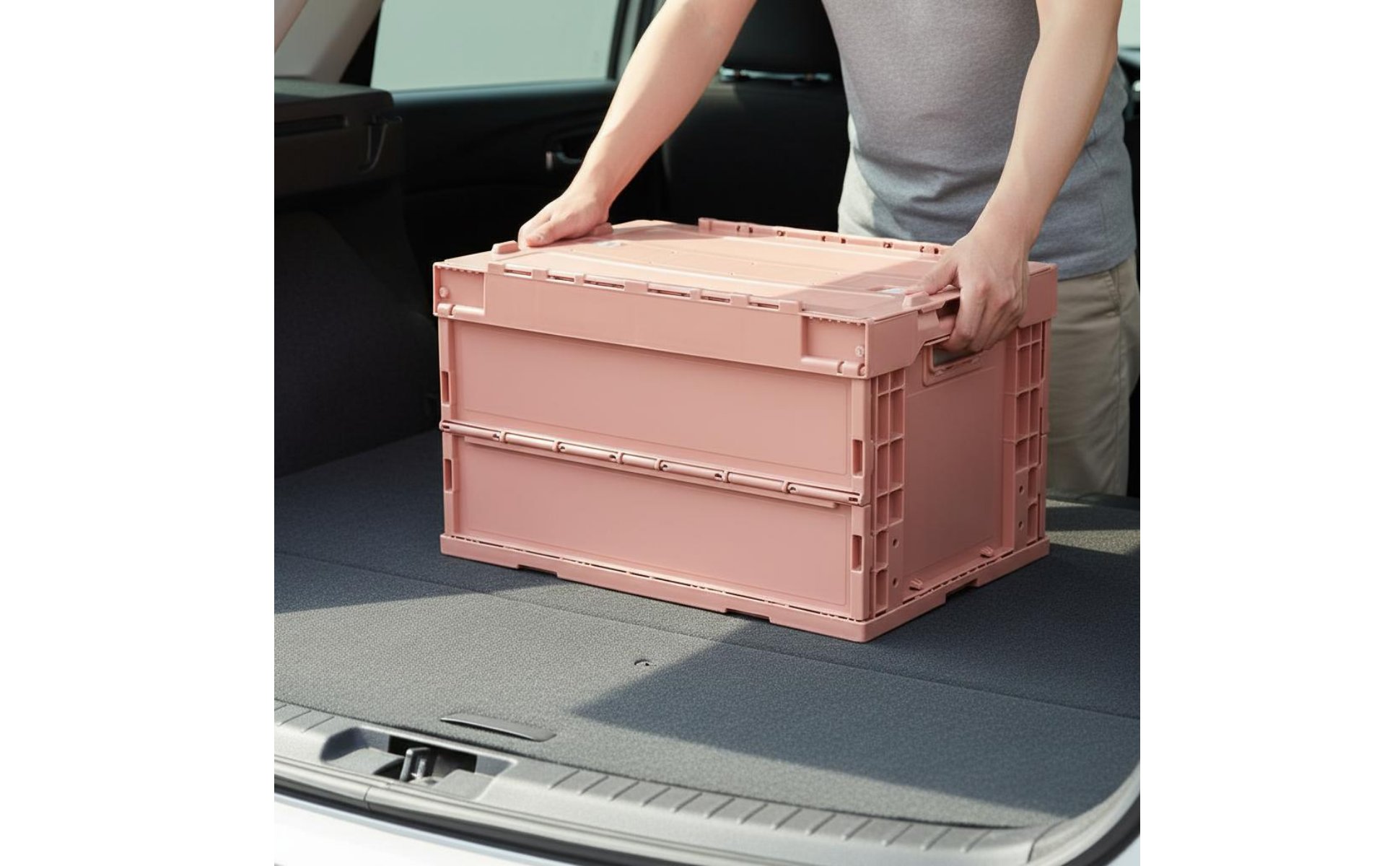 50L Plastic Crate Solid Color Plastic Folding Crate Large Capacity for Logistics