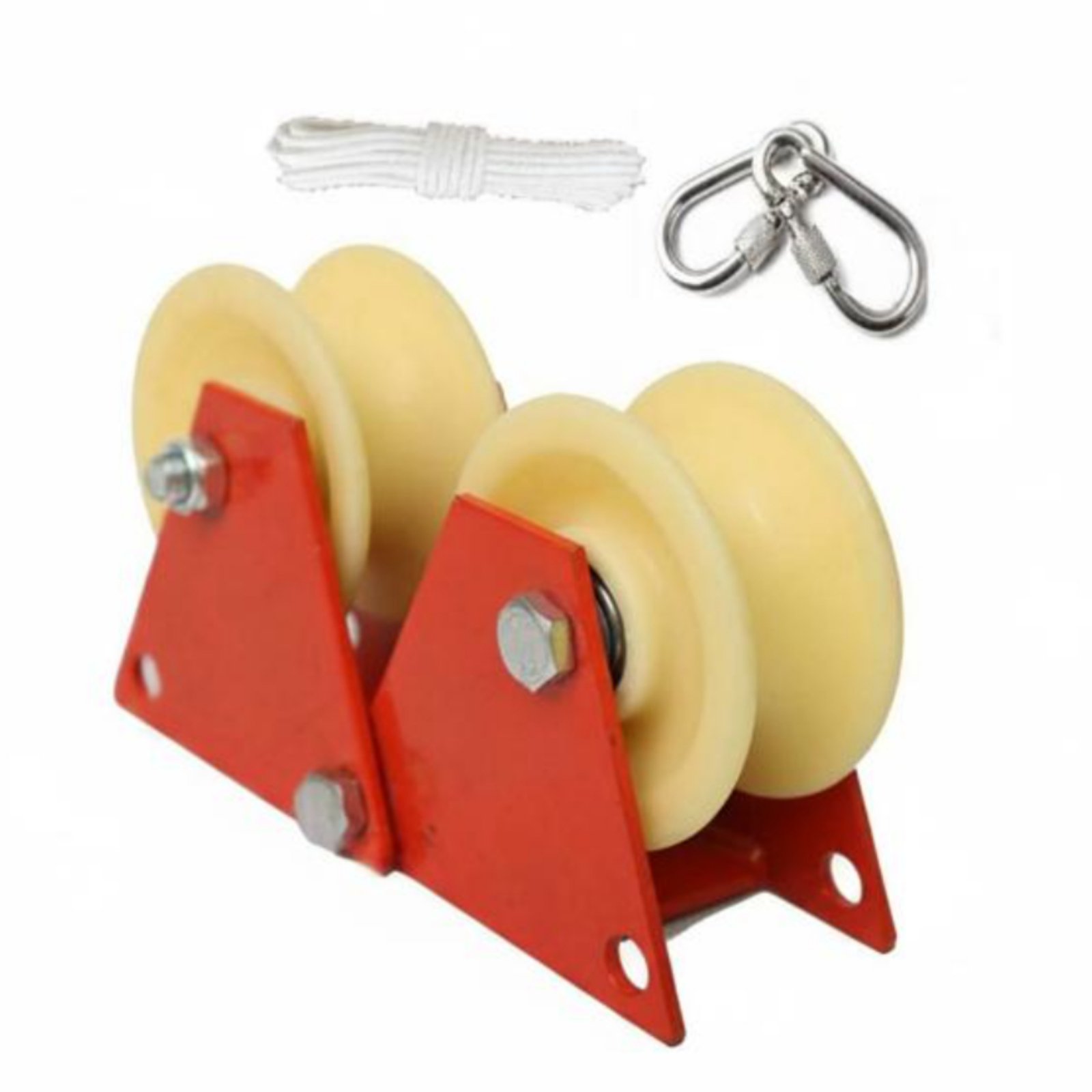 Labor-Saving Two-Wheel Pulley Rope Guide Wear-Resistant Wall Corner Rope Roller Safe Work Tool Long-Lasting for Workers, Climbers, Construction Site