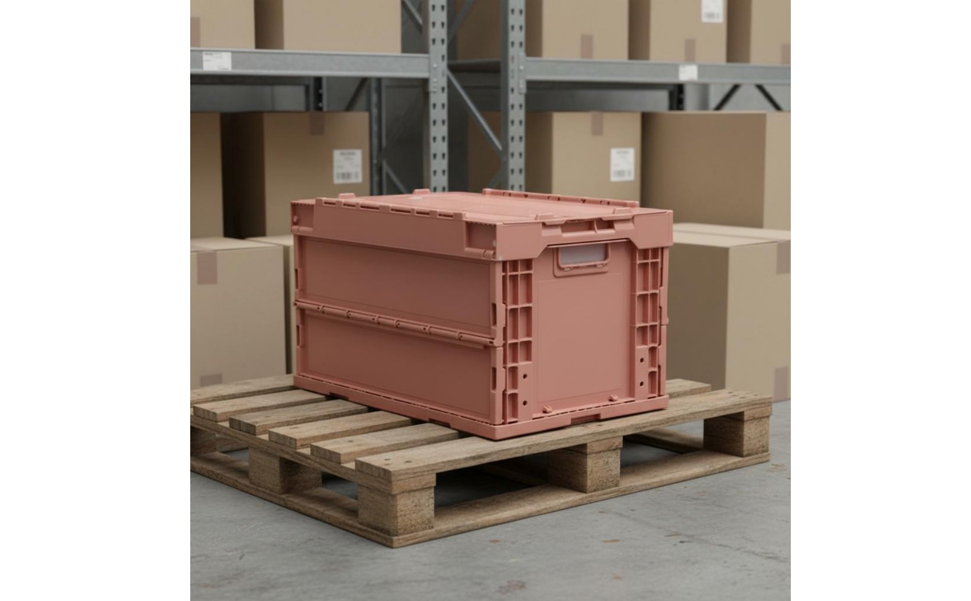 50L Plastic Crate Solid Color Plastic Folding Crate Large Capacity for Logistics